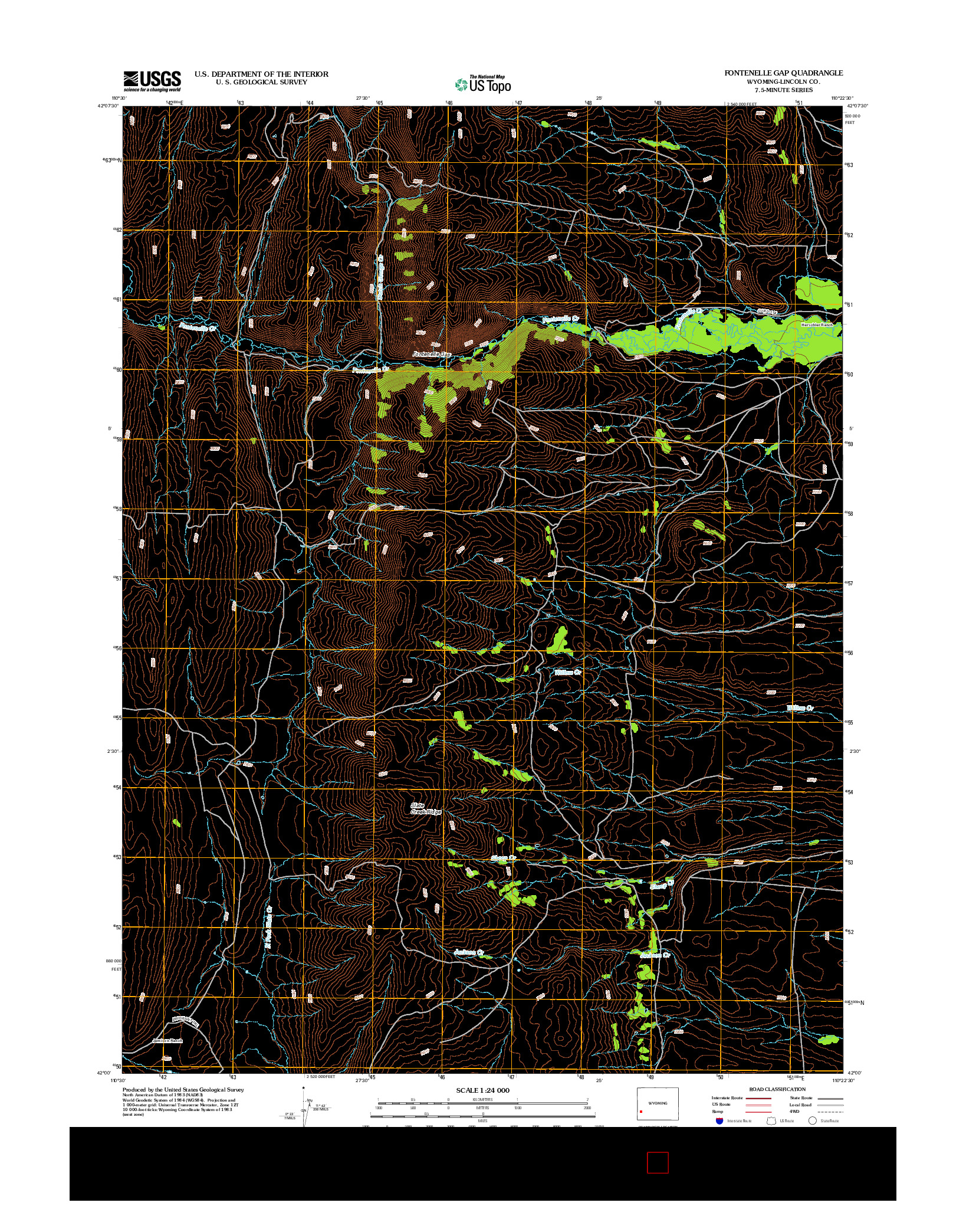 USGS US TOPO 7.5-MINUTE MAP FOR FONTENELLE GAP, WY 2012