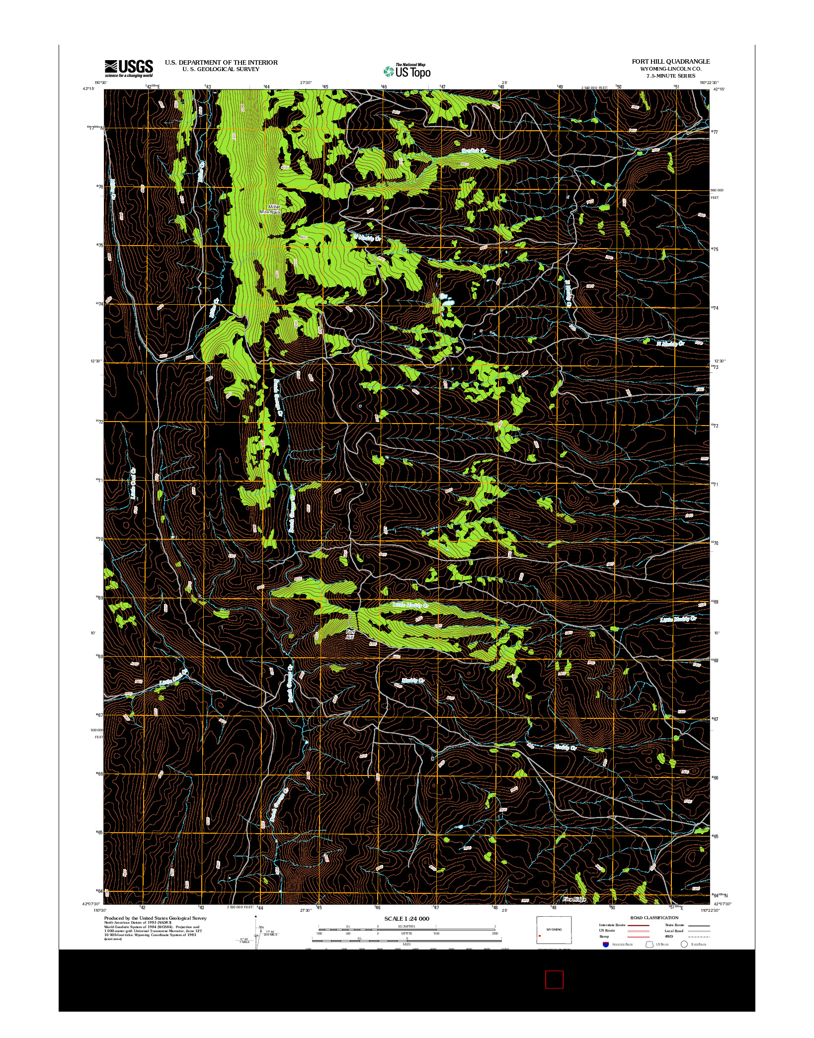 USGS US TOPO 7.5-MINUTE MAP FOR FORT HILL, WY 2012