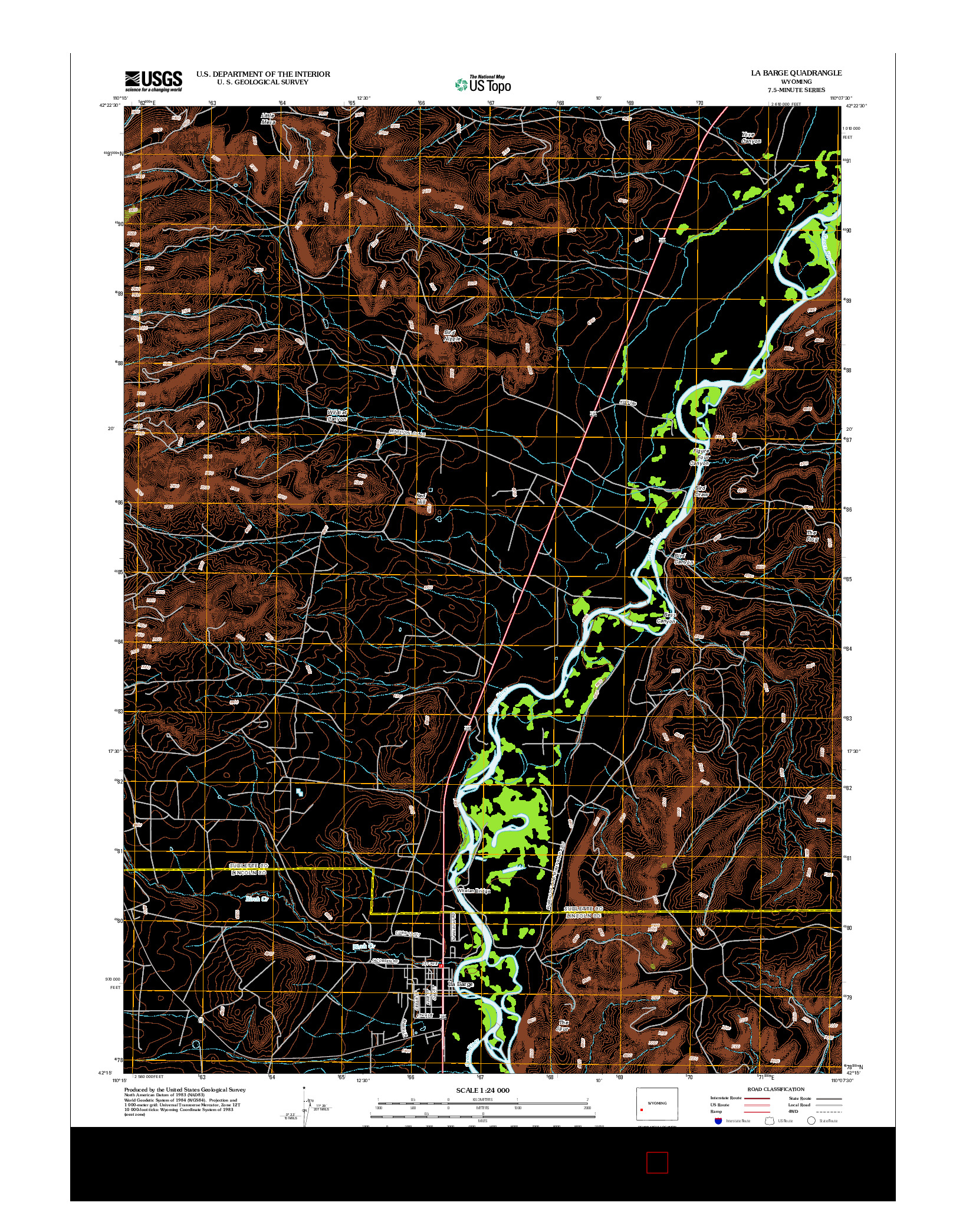 USGS US TOPO 7.5-MINUTE MAP FOR LA BARGE, WY 2012