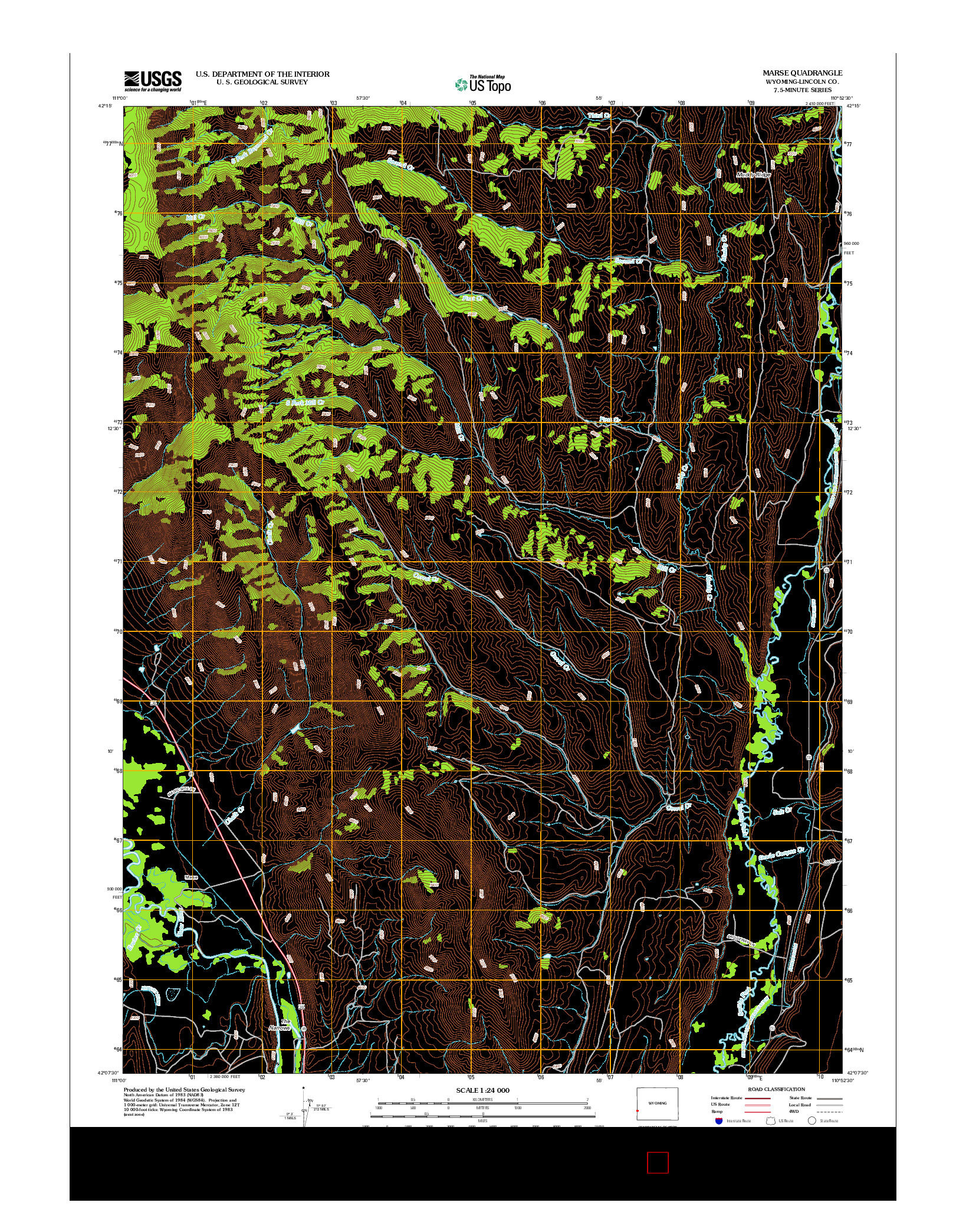 USGS US TOPO 7.5-MINUTE MAP FOR MARSE, WY 2012
