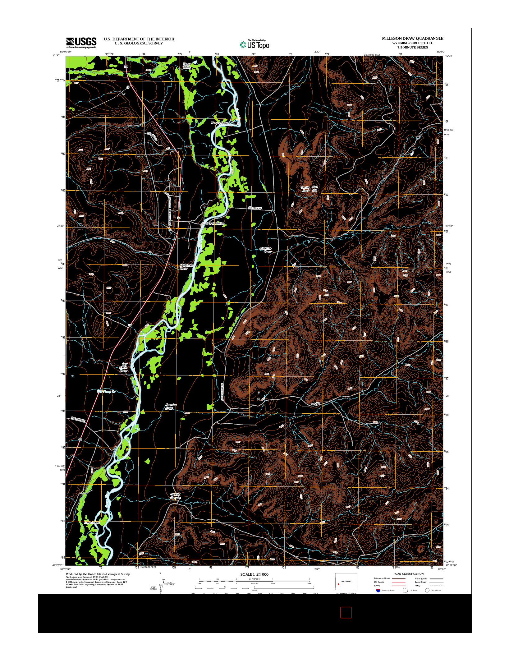 USGS US TOPO 7.5-MINUTE MAP FOR MILLESON DRAW, WY 2012