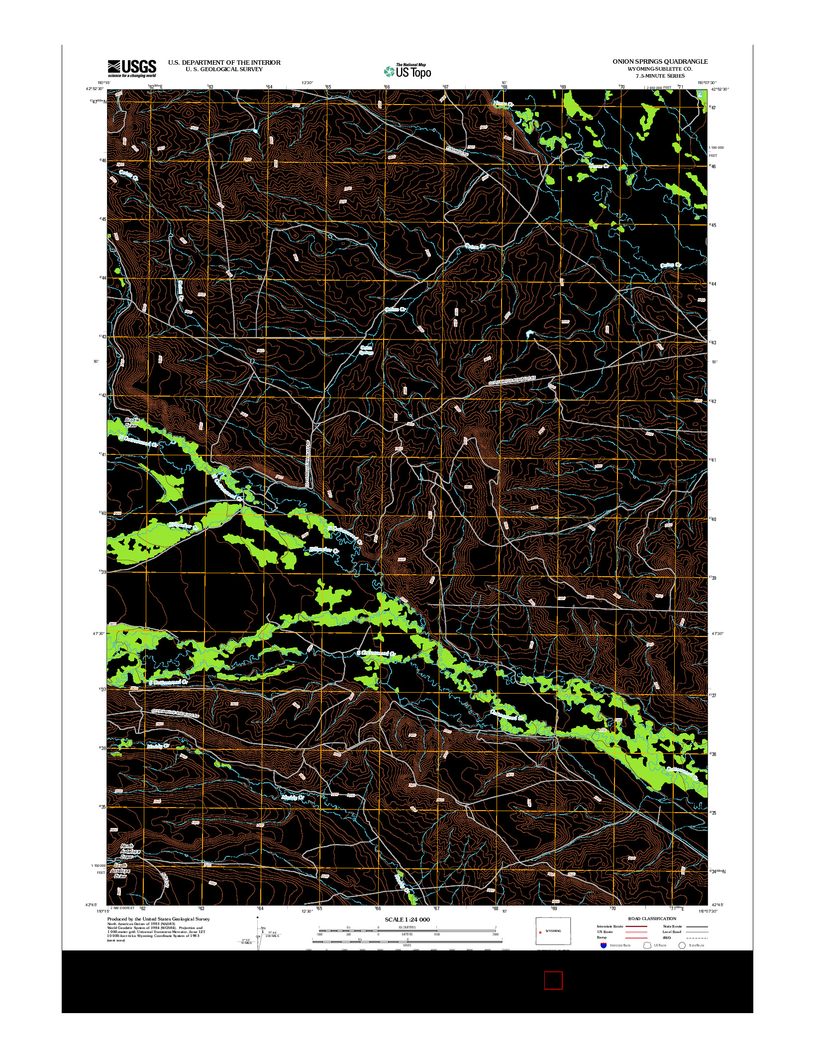 USGS US TOPO 7.5-MINUTE MAP FOR ONION SPRINGS, WY 2012