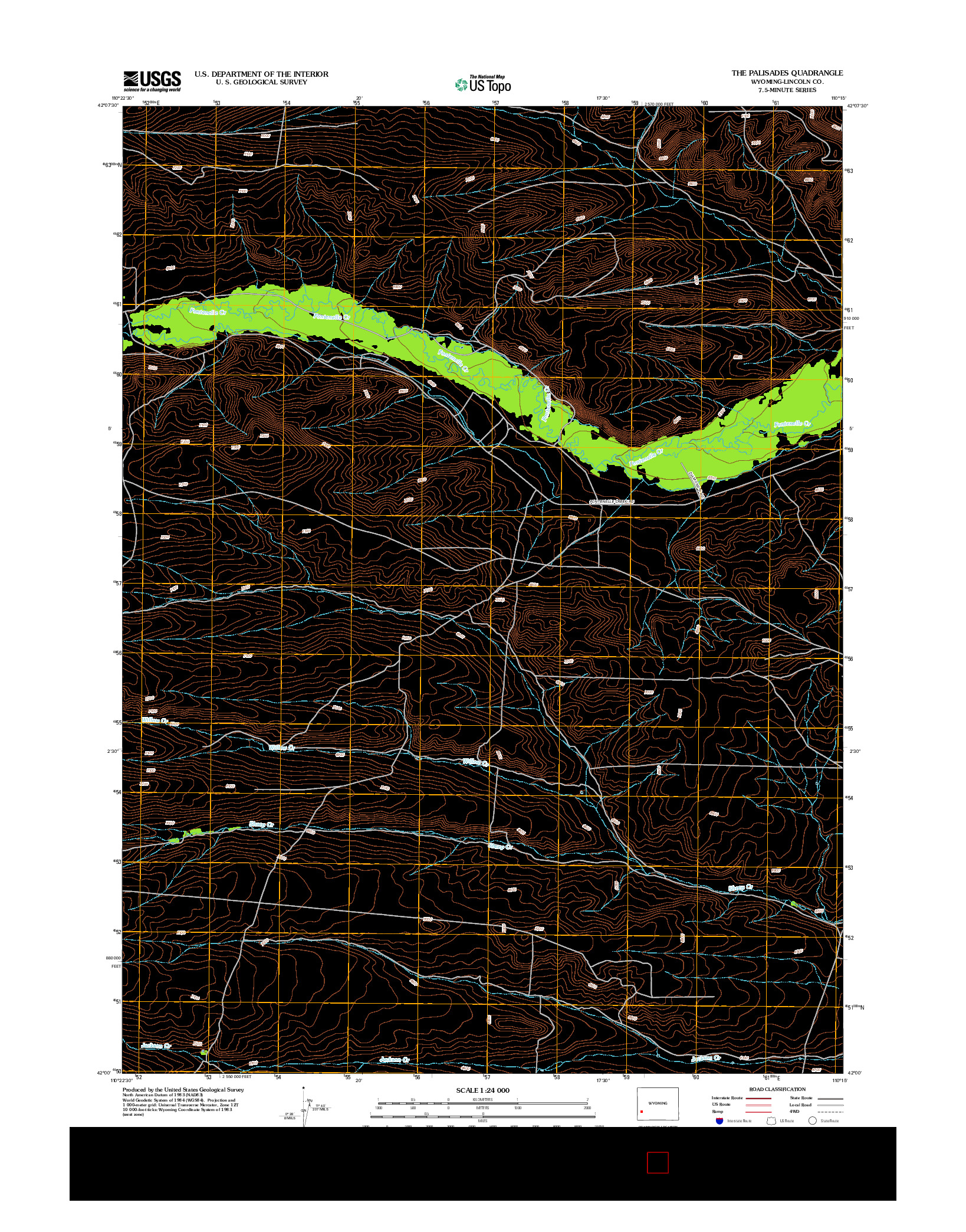 USGS US TOPO 7.5-MINUTE MAP FOR THE PALISADES, WY 2012