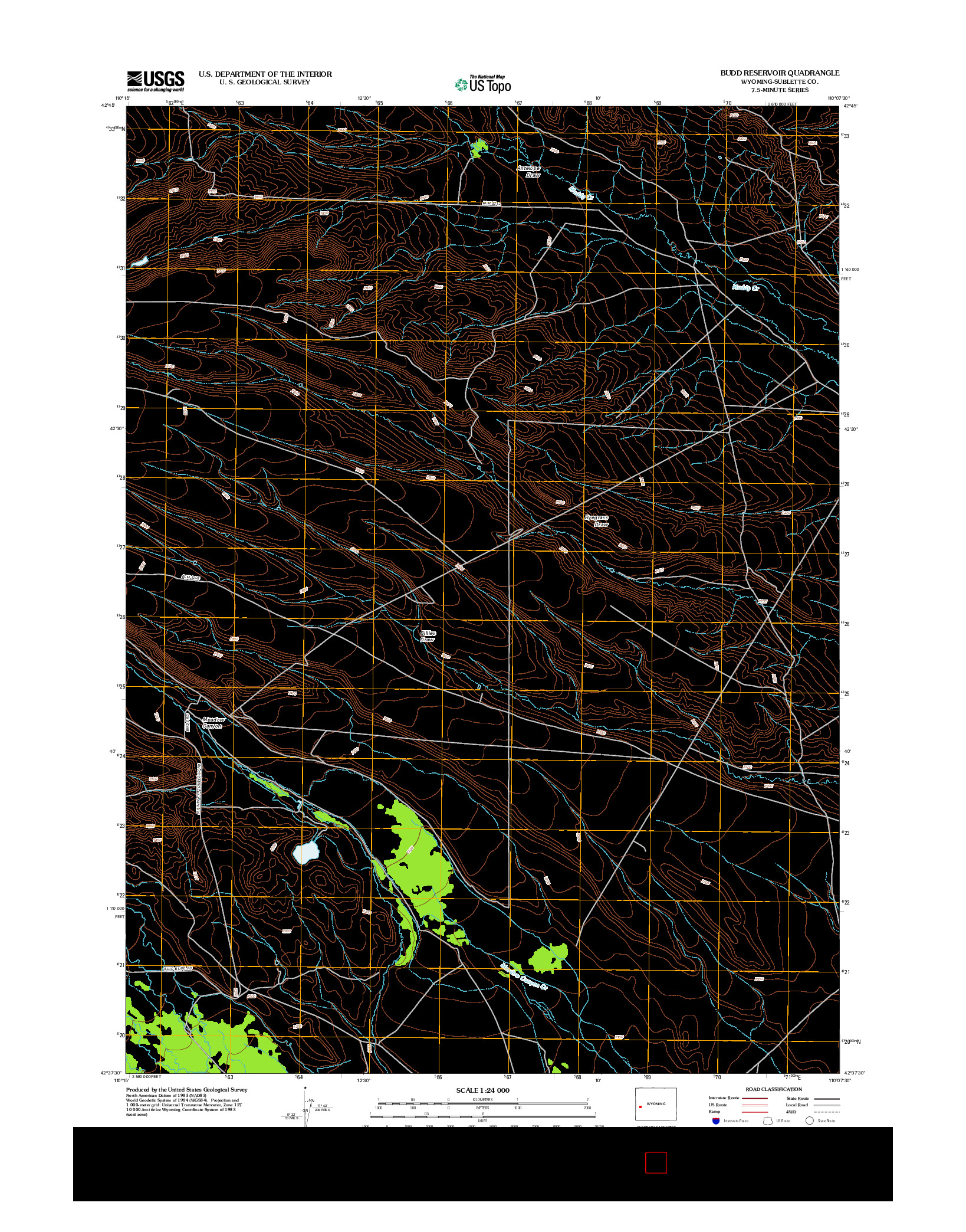 USGS US TOPO 7.5-MINUTE MAP FOR BUDD RESERVOIR, WY 2012