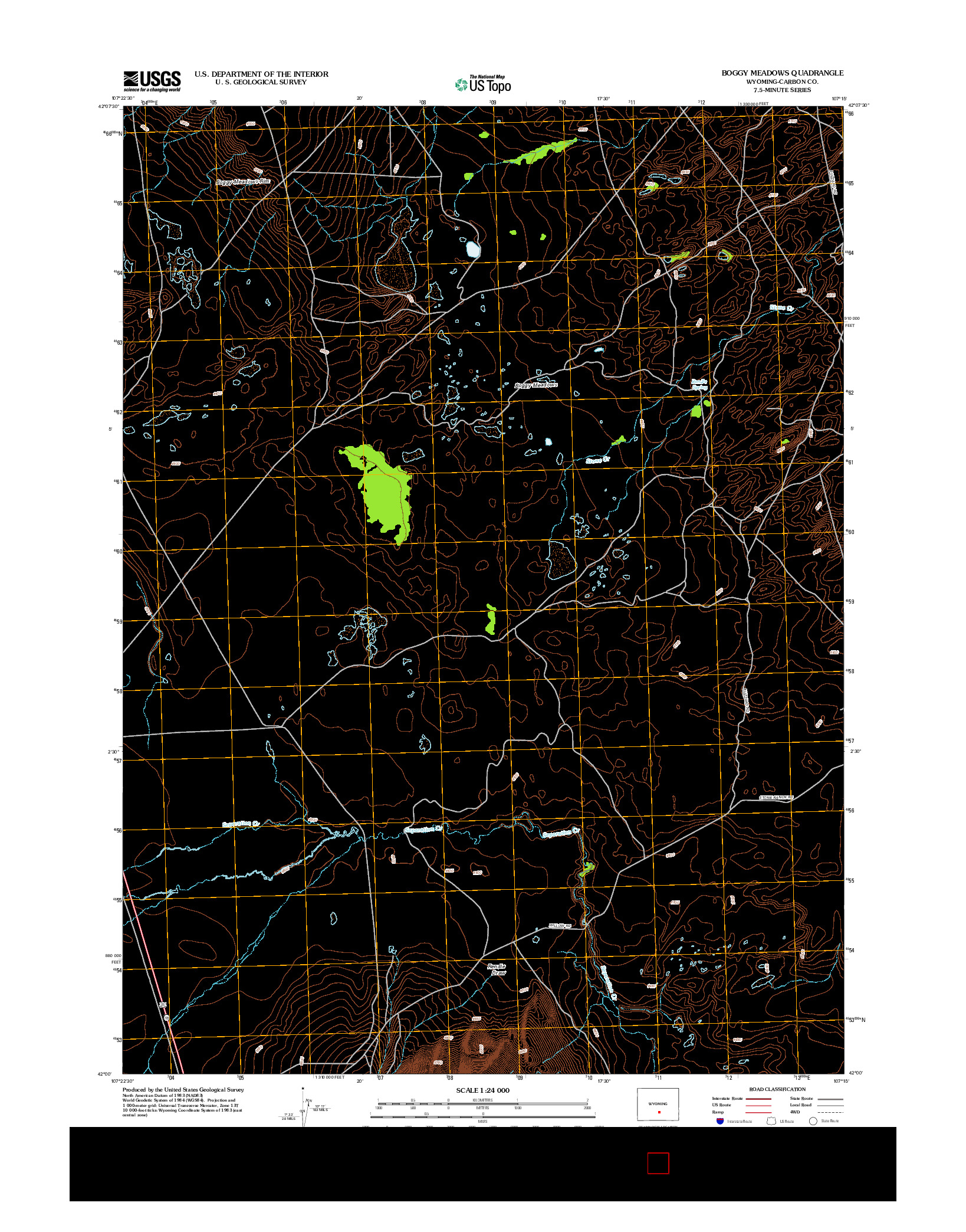 USGS US TOPO 7.5-MINUTE MAP FOR BOGGY MEADOWS, WY 2012