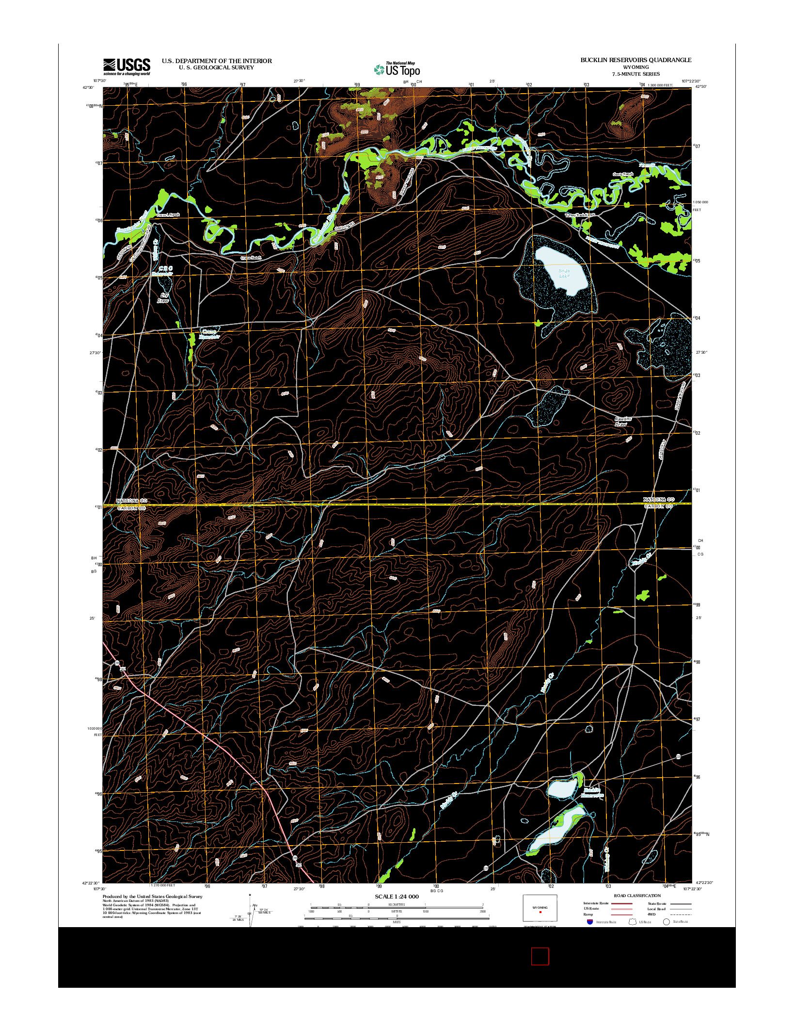 USGS US TOPO 7.5-MINUTE MAP FOR BUCKLIN RESERVOIRS, WY 2012