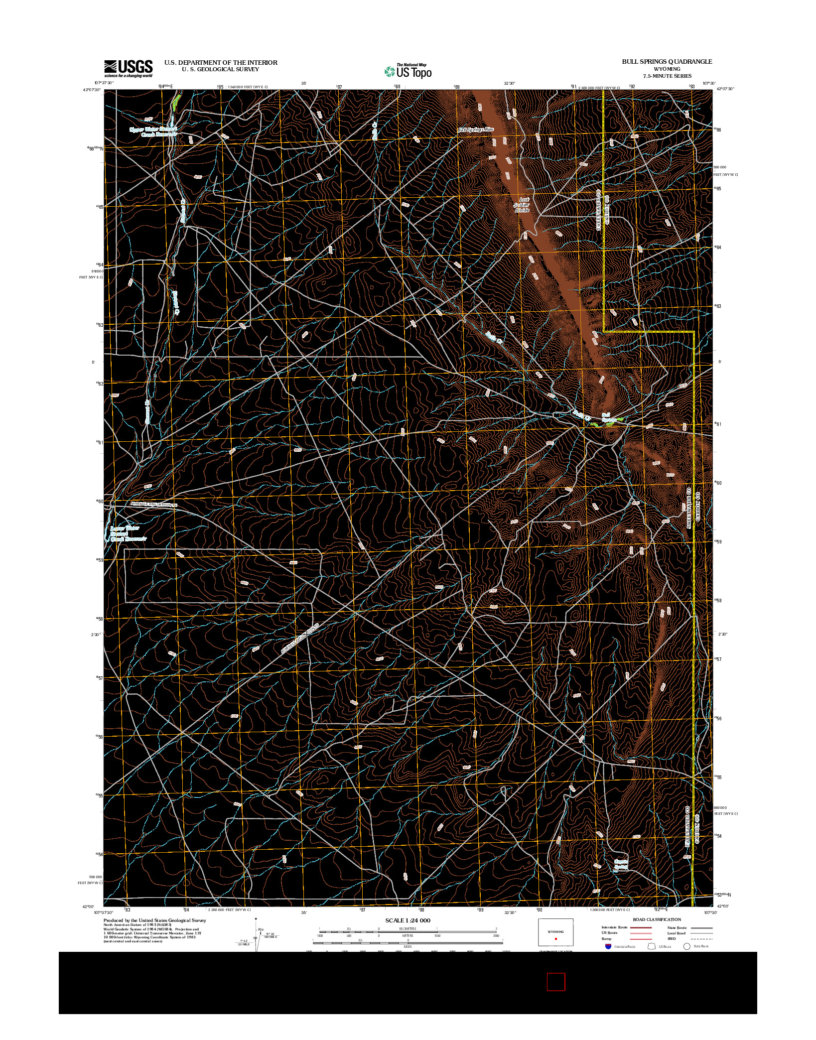 USGS US TOPO 7.5-MINUTE MAP FOR BULL SPRINGS, WY 2012