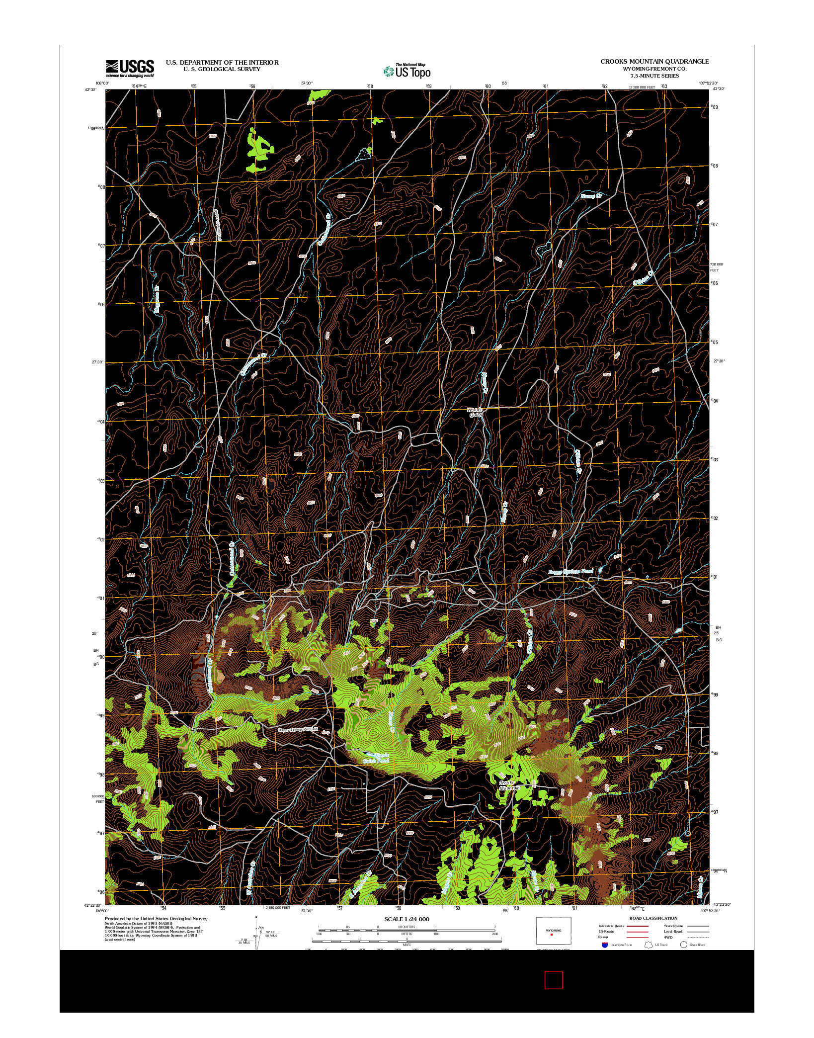 USGS US TOPO 7.5-MINUTE MAP FOR CROOKS MOUNTAIN, WY 2012