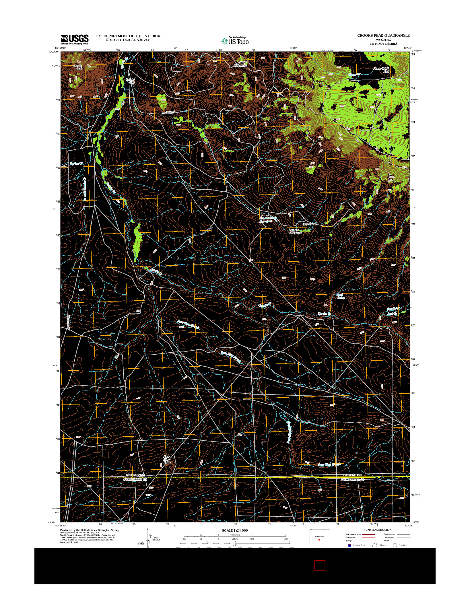 USGS US TOPO 7.5-MINUTE MAP FOR CROOKS PEAK, WY 2012