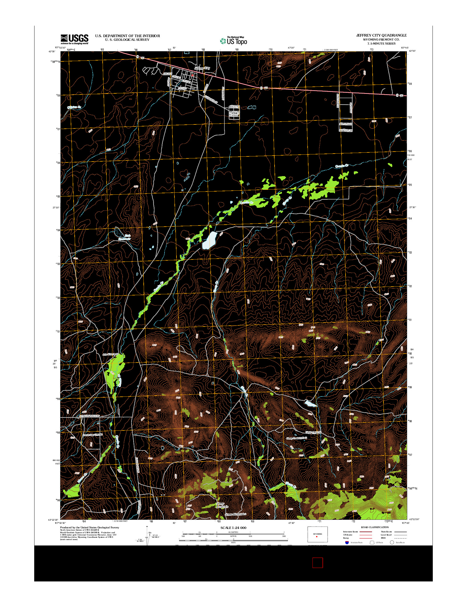 USGS US TOPO 7.5-MINUTE MAP FOR JEFFREY CITY, WY 2012