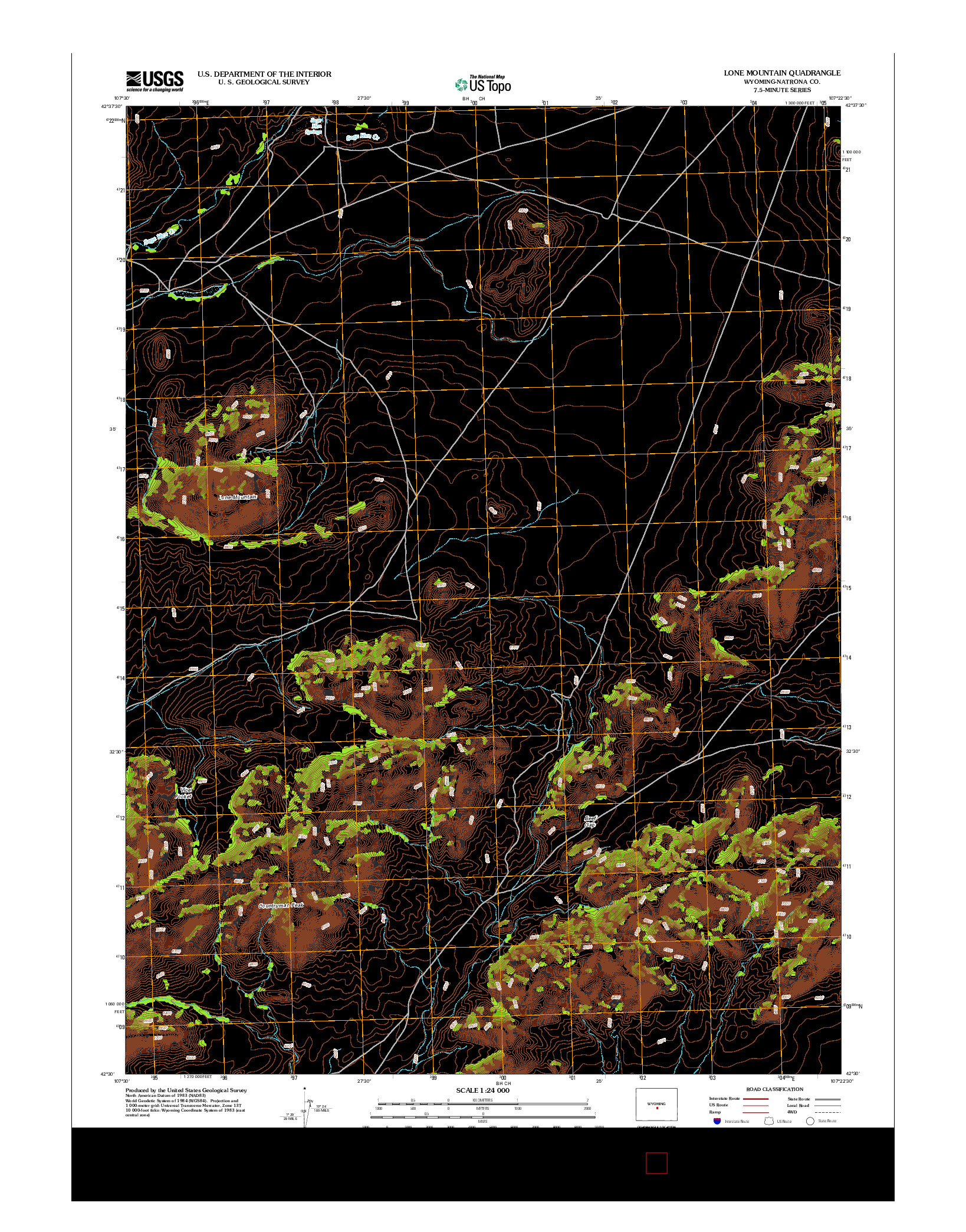 USGS US TOPO 7.5-MINUTE MAP FOR LONE MOUNTAIN, WY 2012