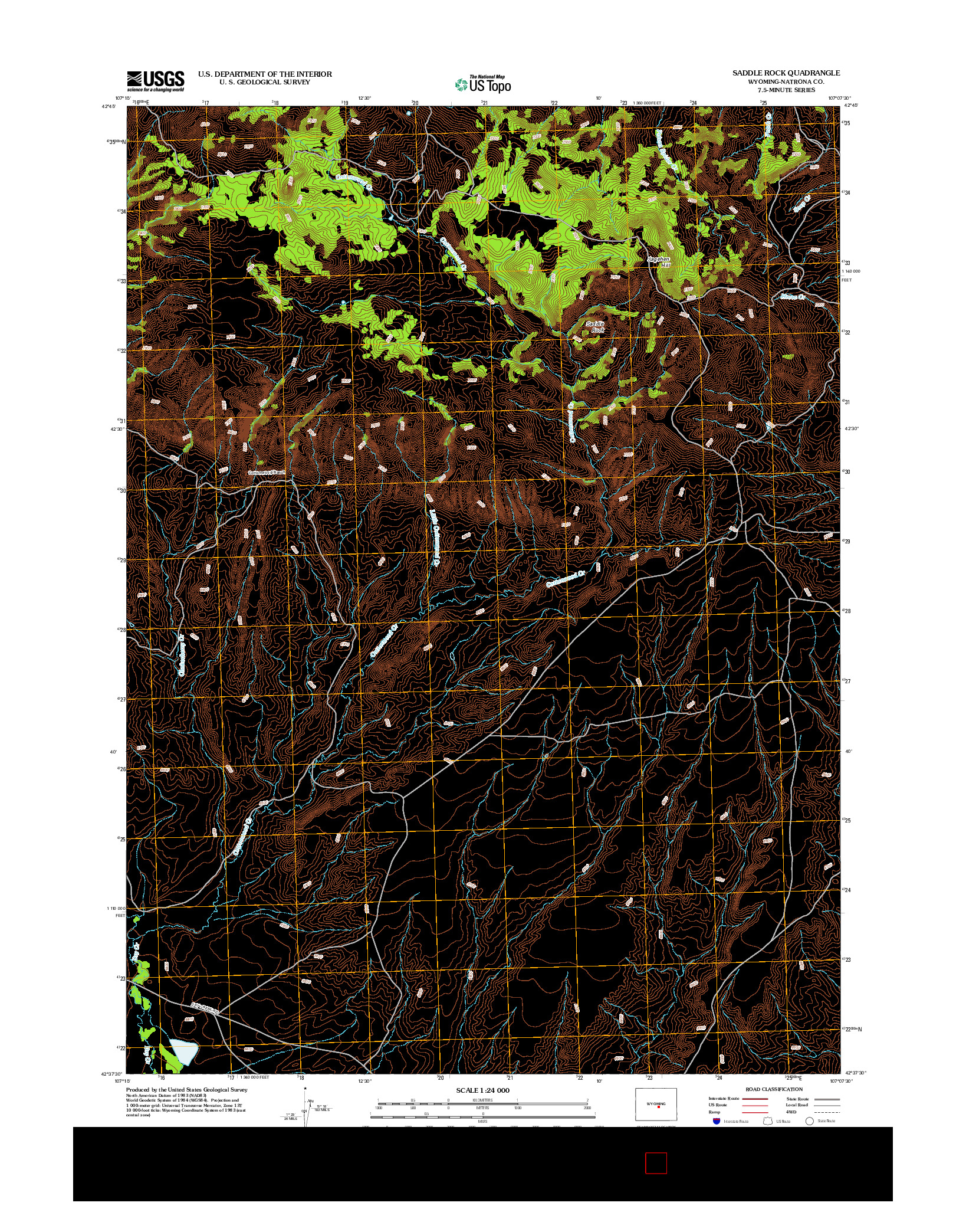 USGS US TOPO 7.5-MINUTE MAP FOR SADDLE ROCK, WY 2012