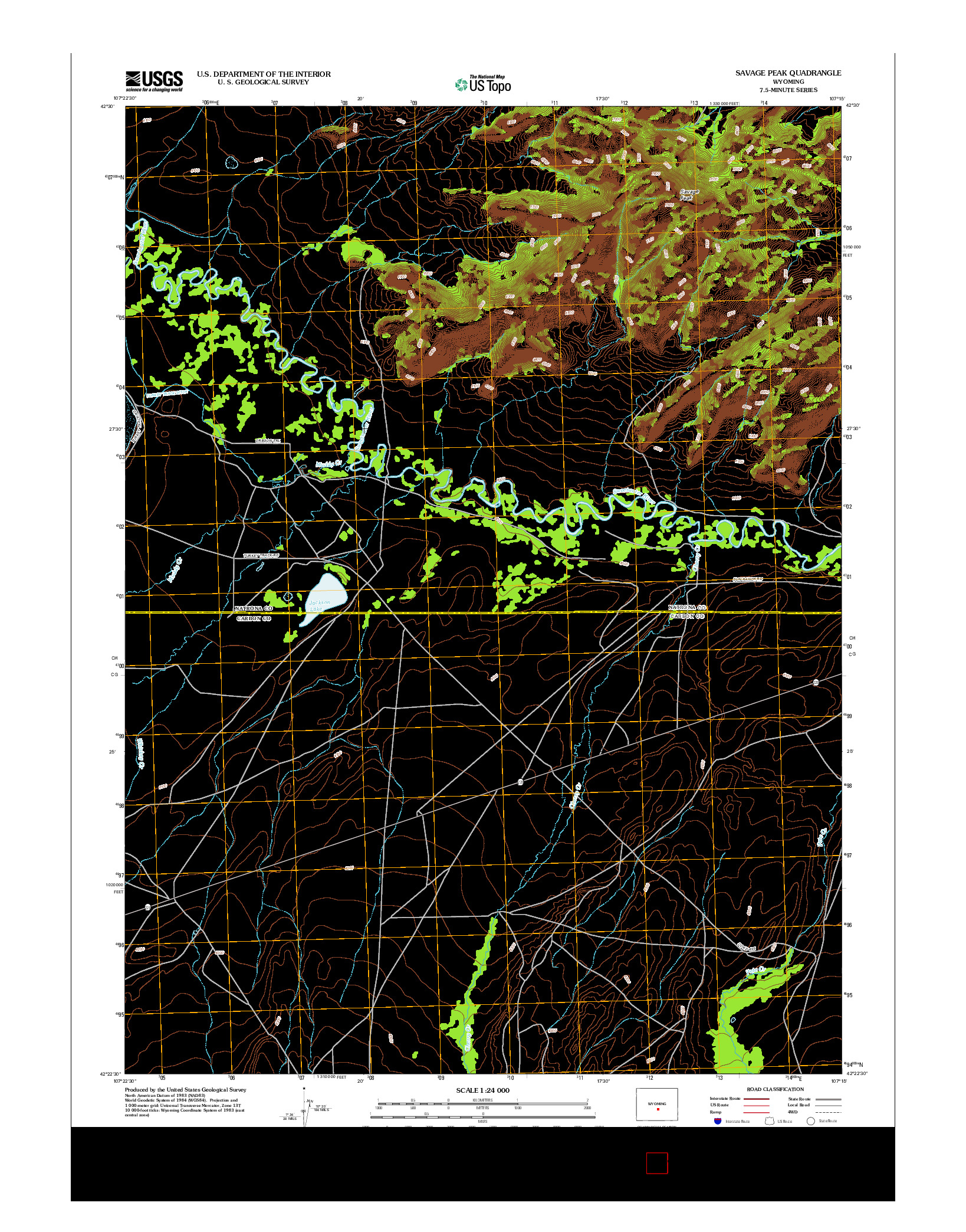 USGS US TOPO 7.5-MINUTE MAP FOR SAVAGE PEAK, WY 2012