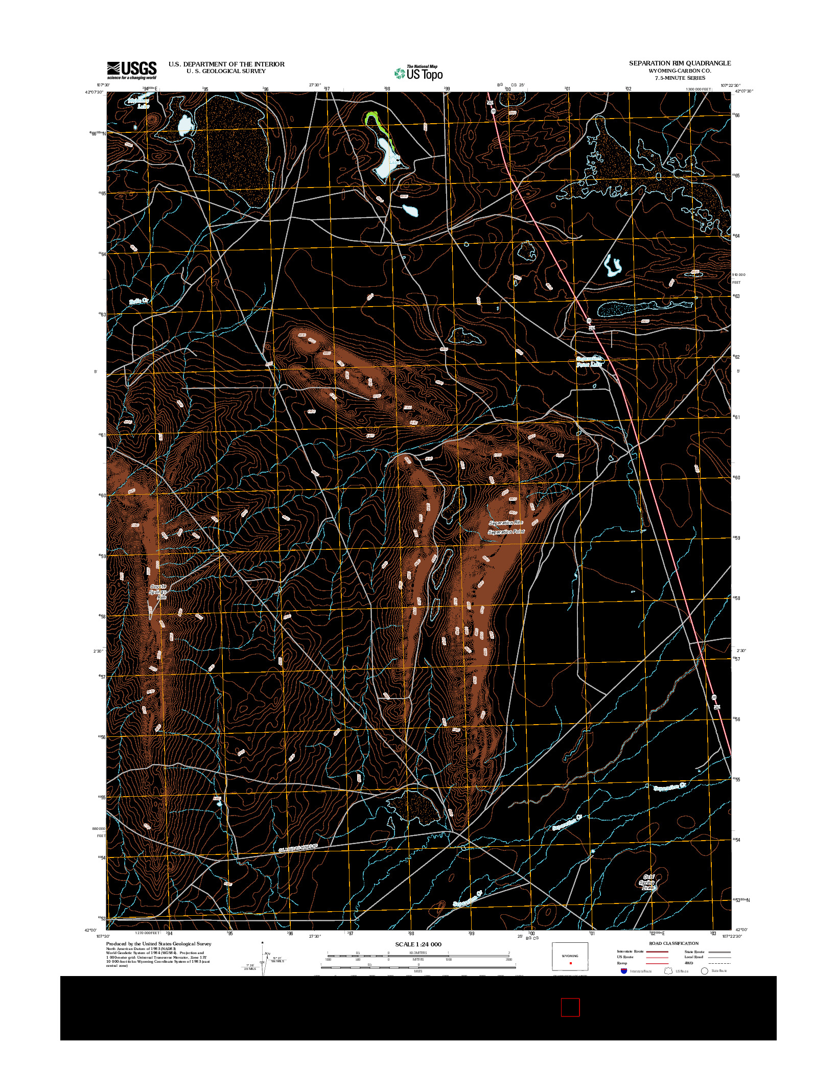 USGS US TOPO 7.5-MINUTE MAP FOR SEPARATION RIM, WY 2012