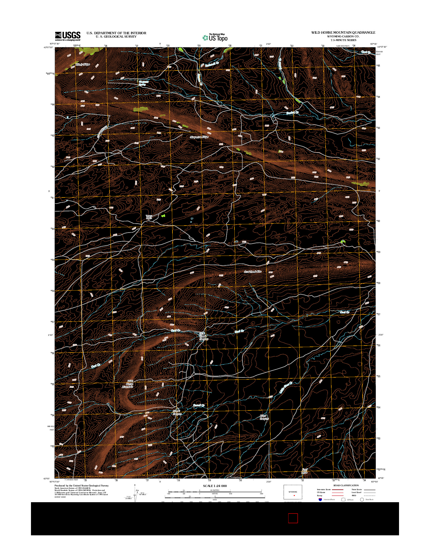 USGS US TOPO 7.5-MINUTE MAP FOR WILD HORSE MOUNTAIN, WY 2012