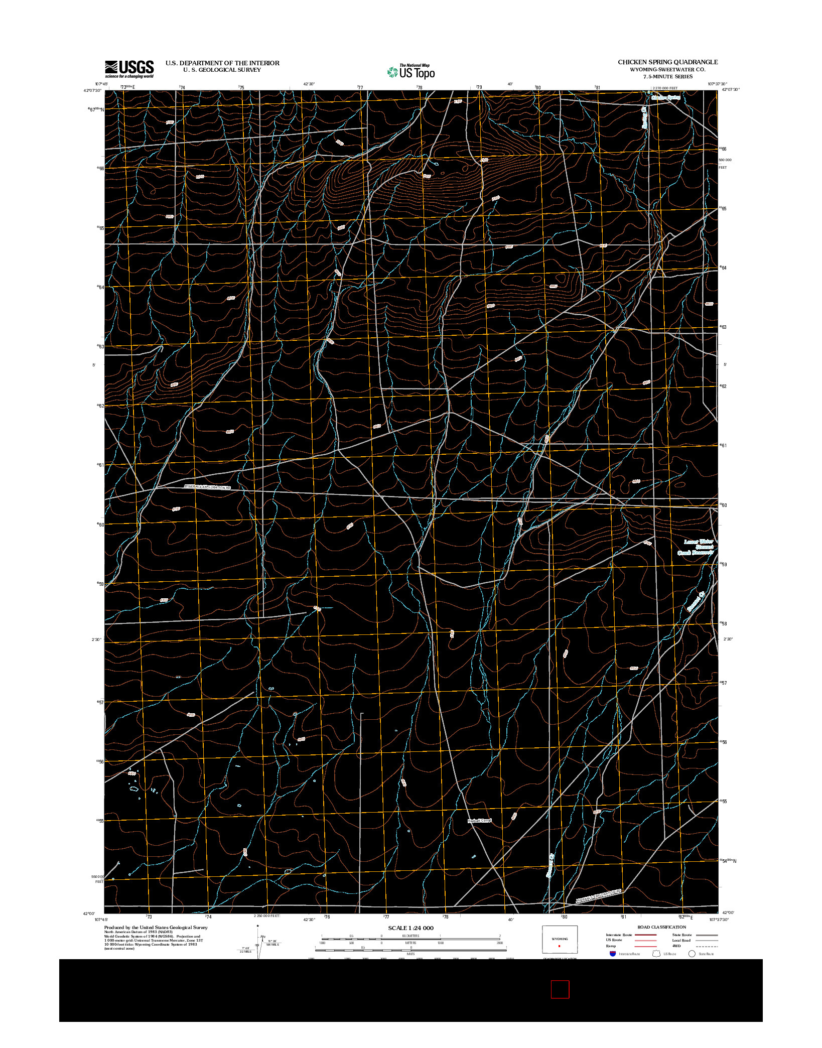 USGS US TOPO 7.5-MINUTE MAP FOR CHICKEN SPRING, WY 2012