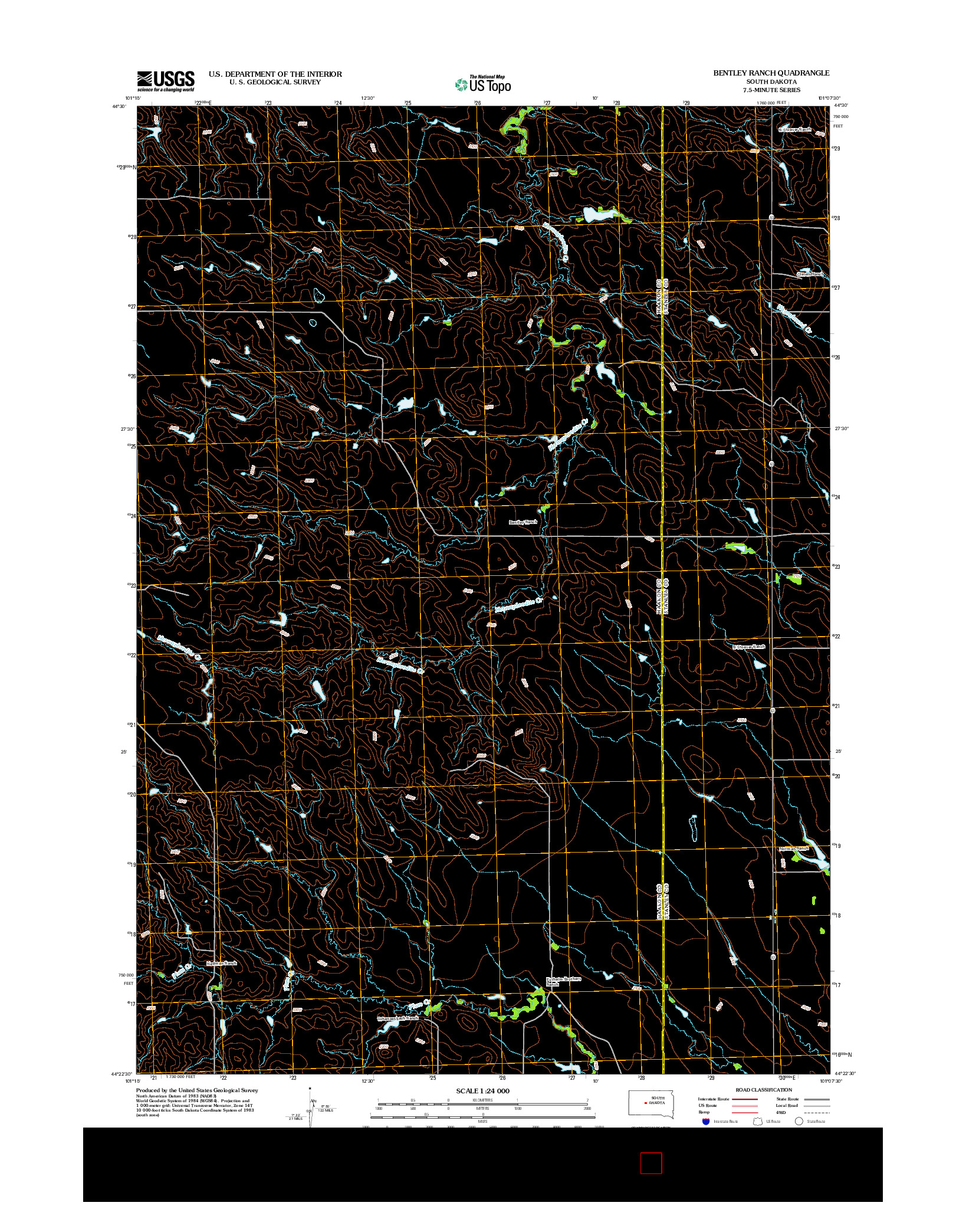 USGS US TOPO 7.5-MINUTE MAP FOR BENTLEY RANCH, SD 2012