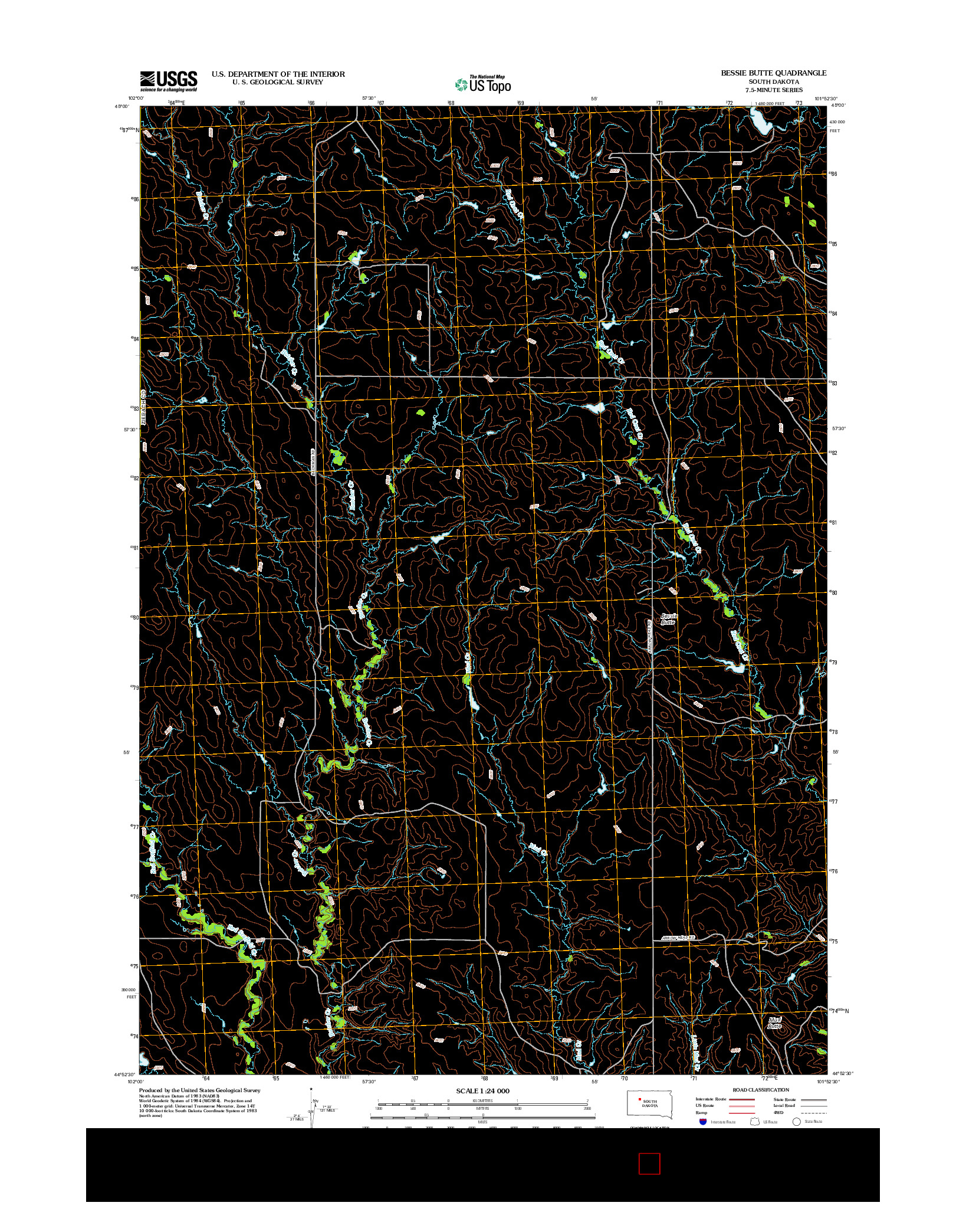 USGS US TOPO 7.5-MINUTE MAP FOR BESSIE BUTTE, SD 2012