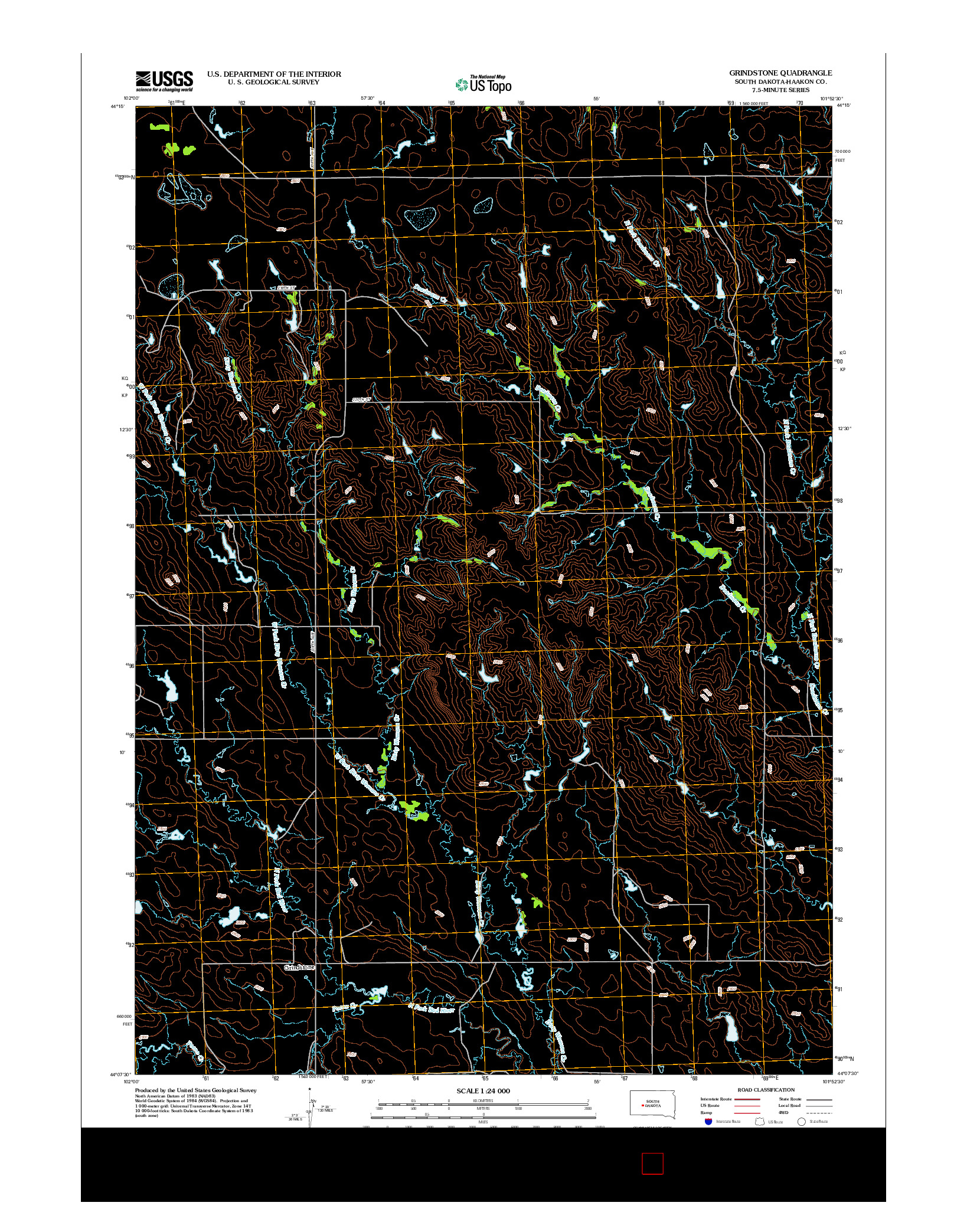 USGS US TOPO 7.5-MINUTE MAP FOR GRINDSTONE, SD 2012
