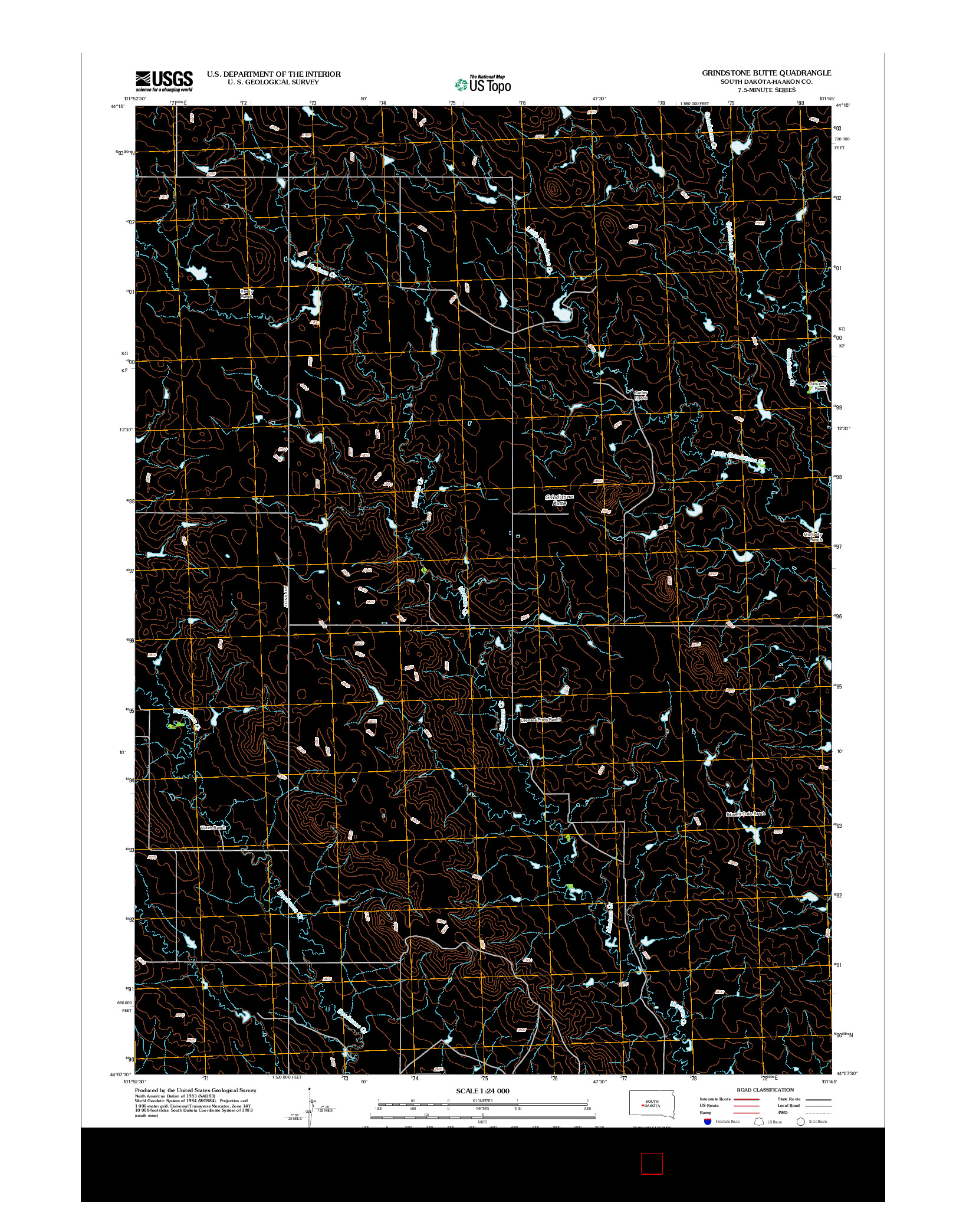 USGS US TOPO 7.5-MINUTE MAP FOR GRINDSTONE BUTTE, SD 2012