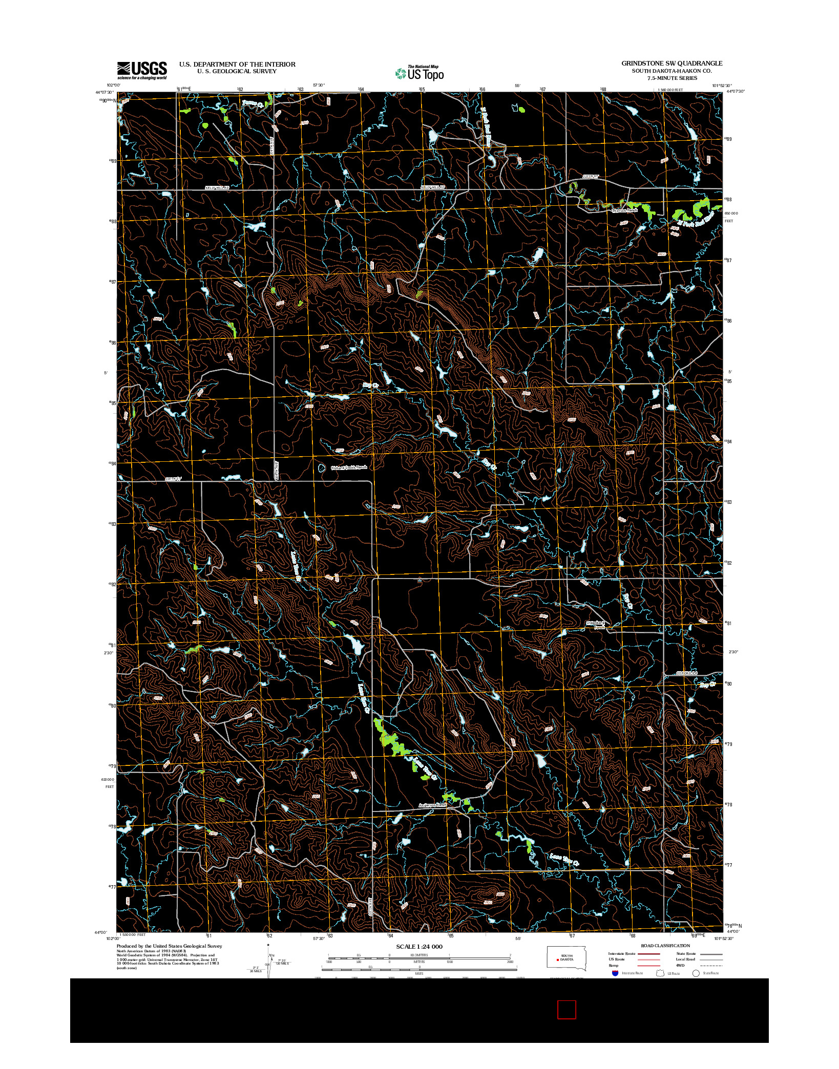 USGS US TOPO 7.5-MINUTE MAP FOR GRINDSTONE SW, SD 2012