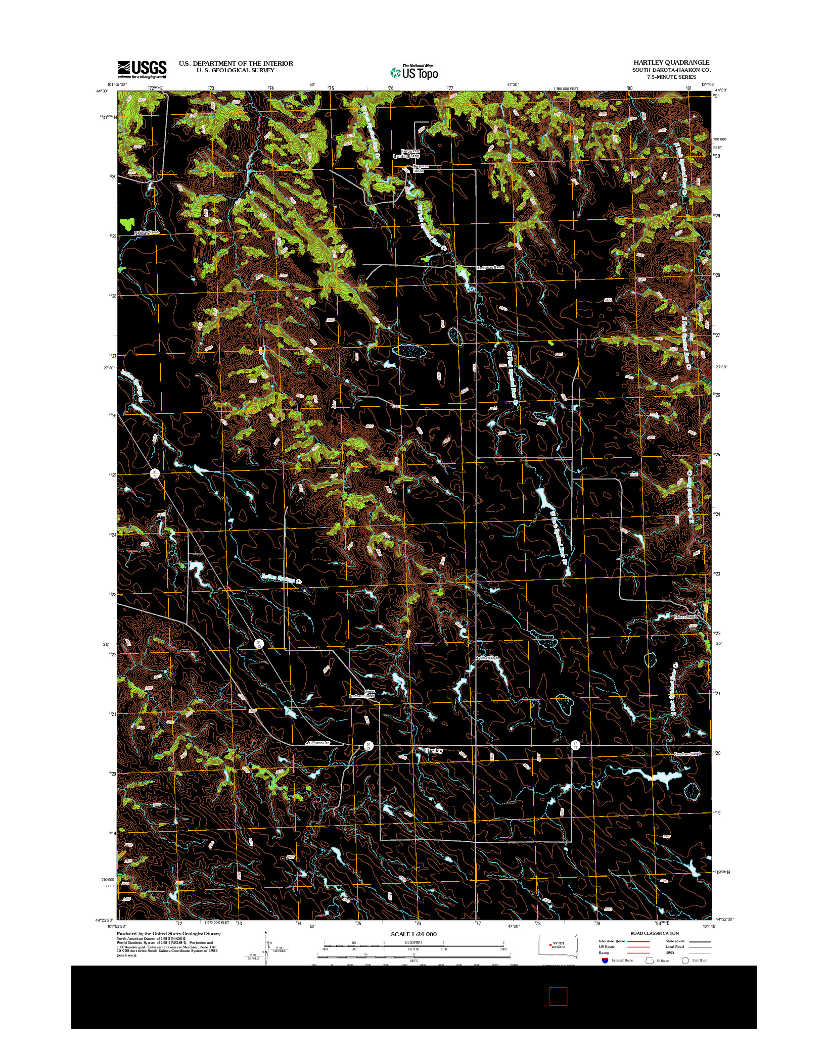 USGS US TOPO 7.5-MINUTE MAP FOR HARTLEY, SD 2012