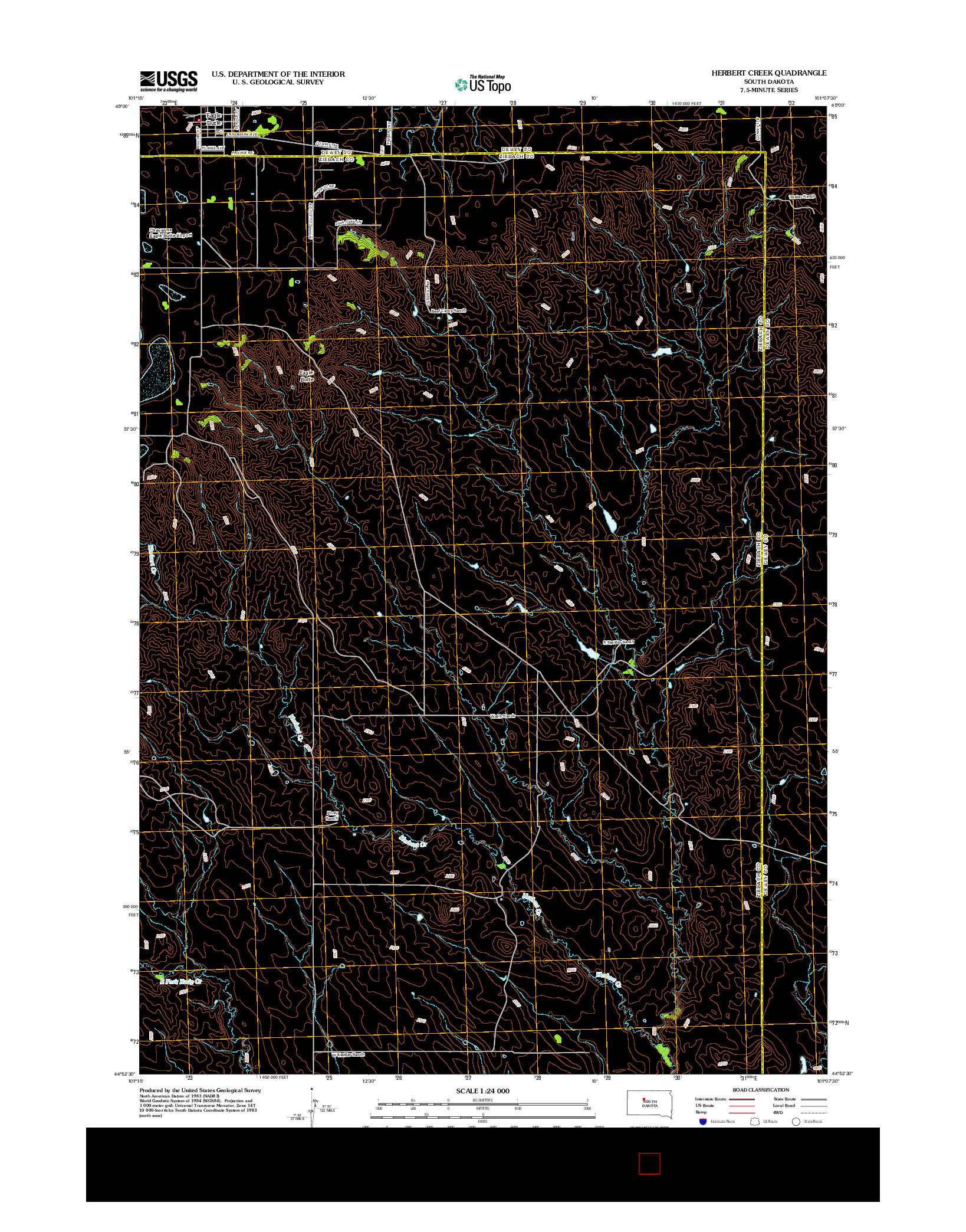 USGS US TOPO 7.5-MINUTE MAP FOR HERBERT CREEK, SD 2012