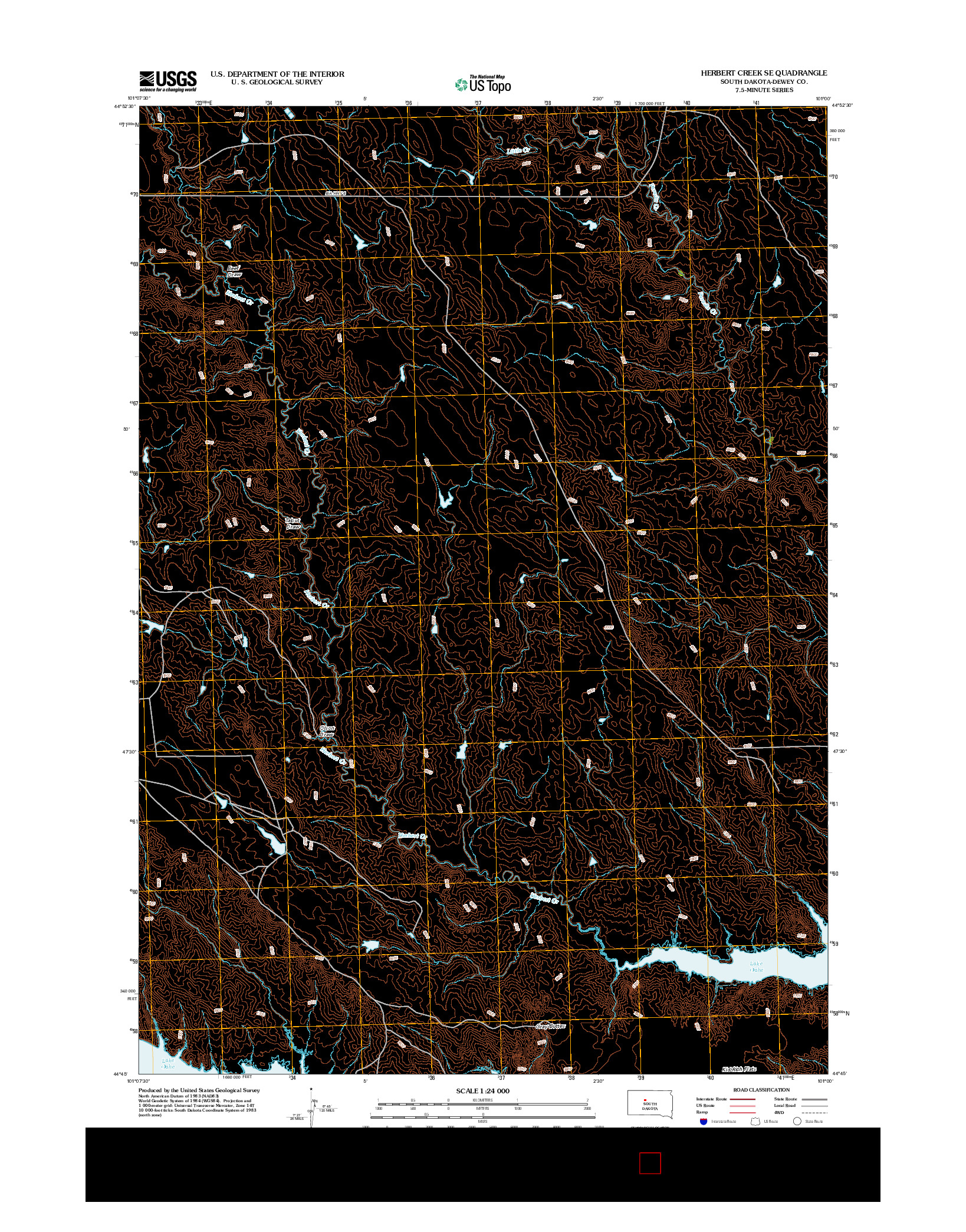 USGS US TOPO 7.5-MINUTE MAP FOR HERBERT CREEK SE, SD 2012