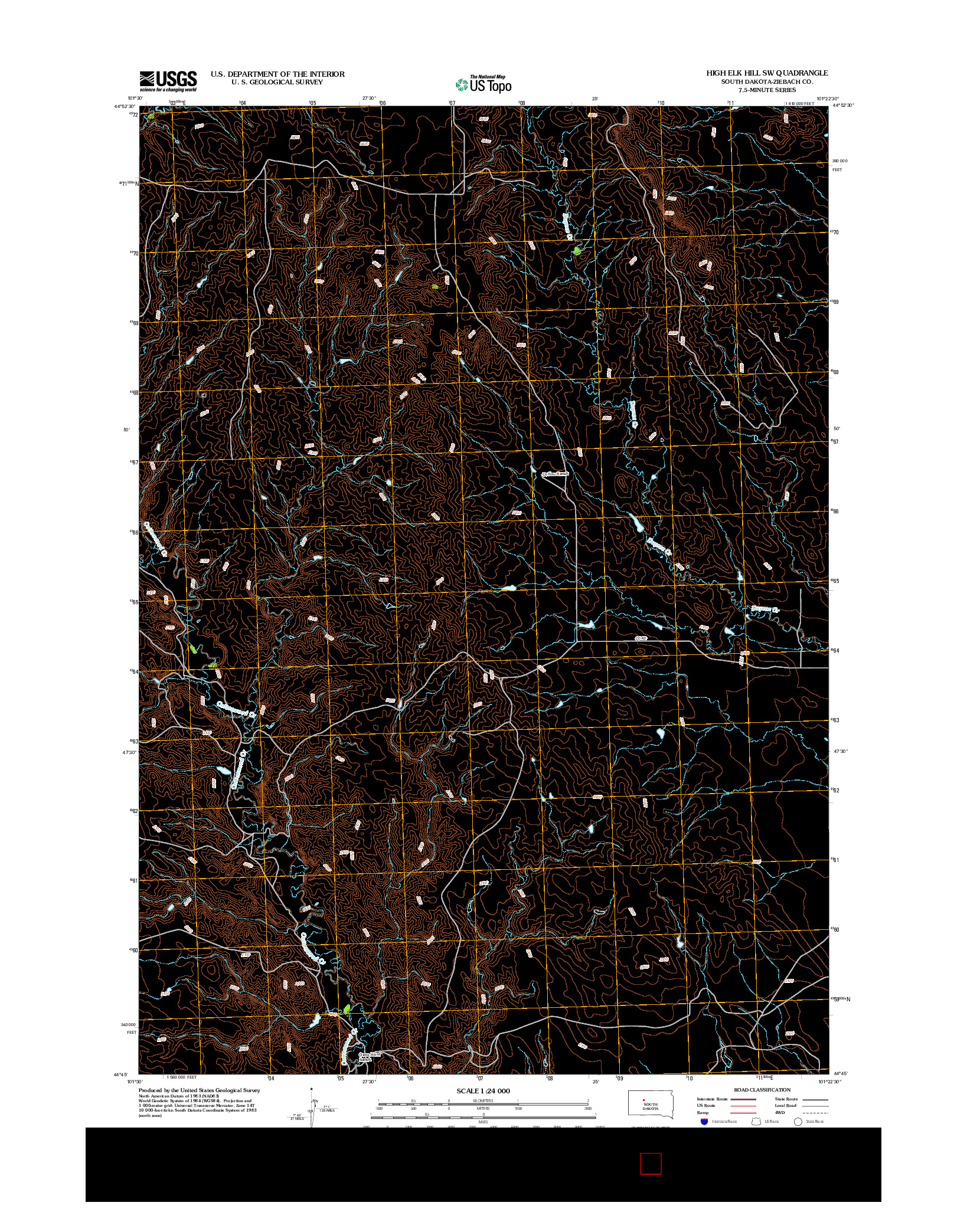 USGS US TOPO 7.5-MINUTE MAP FOR HIGH ELK HILL SW, SD 2012