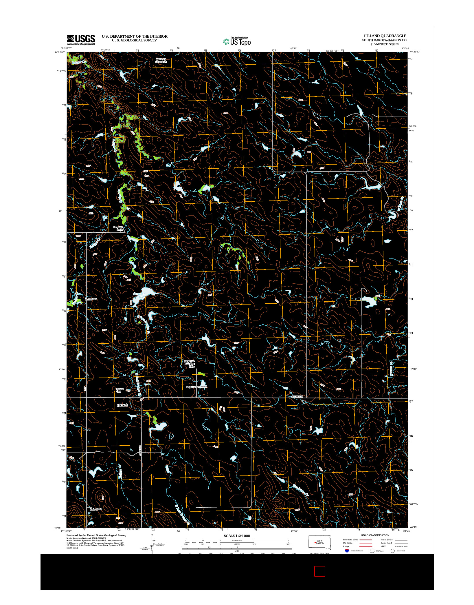 USGS US TOPO 7.5-MINUTE MAP FOR HILLAND, SD 2012