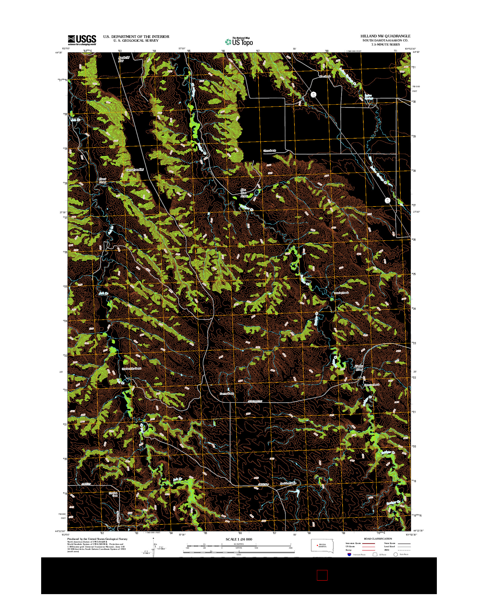 USGS US TOPO 7.5-MINUTE MAP FOR HILLAND NW, SD 2012