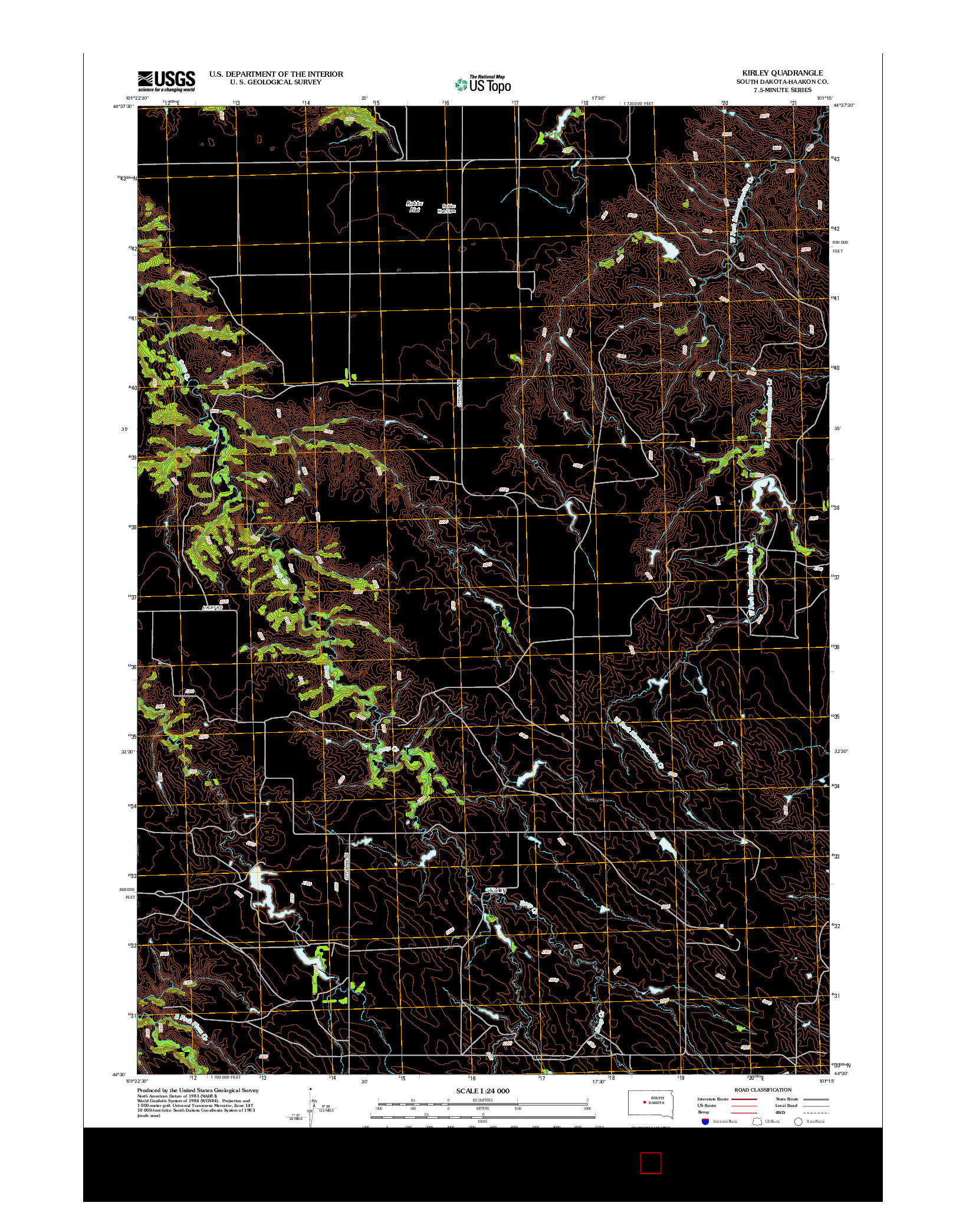 USGS US TOPO 7.5-MINUTE MAP FOR KIRLEY, SD 2012