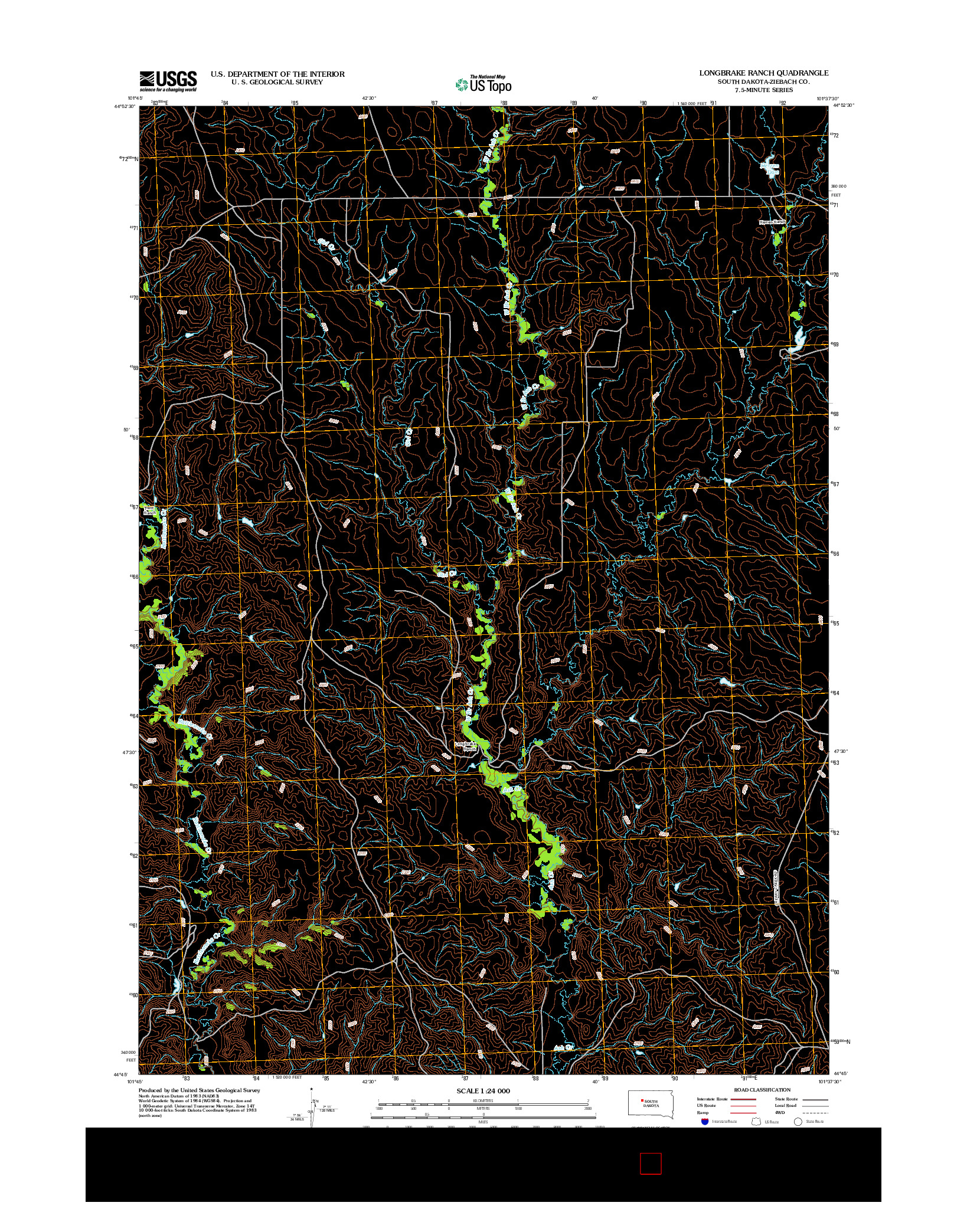 USGS US TOPO 7.5-MINUTE MAP FOR LONGBRAKE RANCH, SD 2012