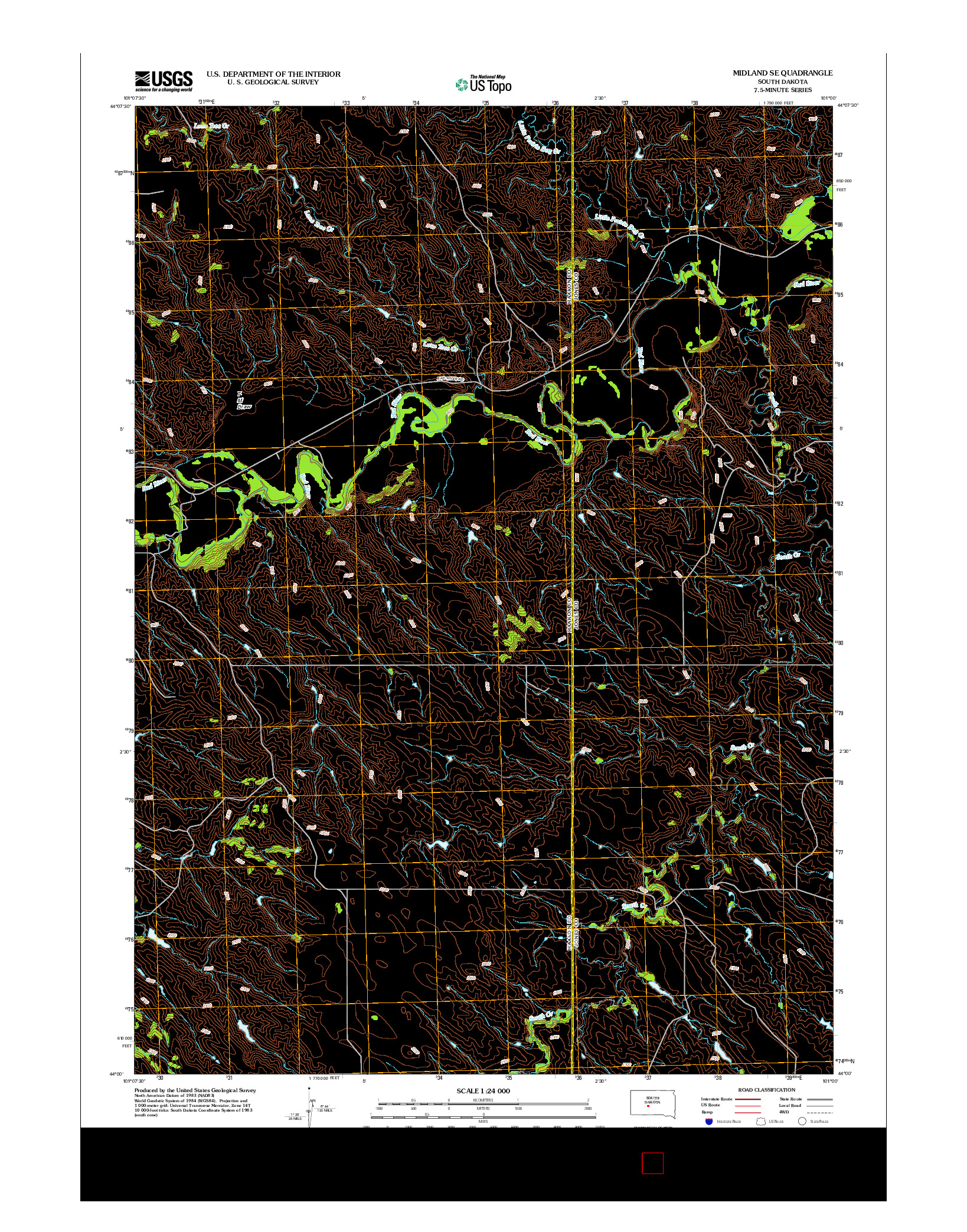 USGS US TOPO 7.5-MINUTE MAP FOR MIDLAND SE, SD 2012