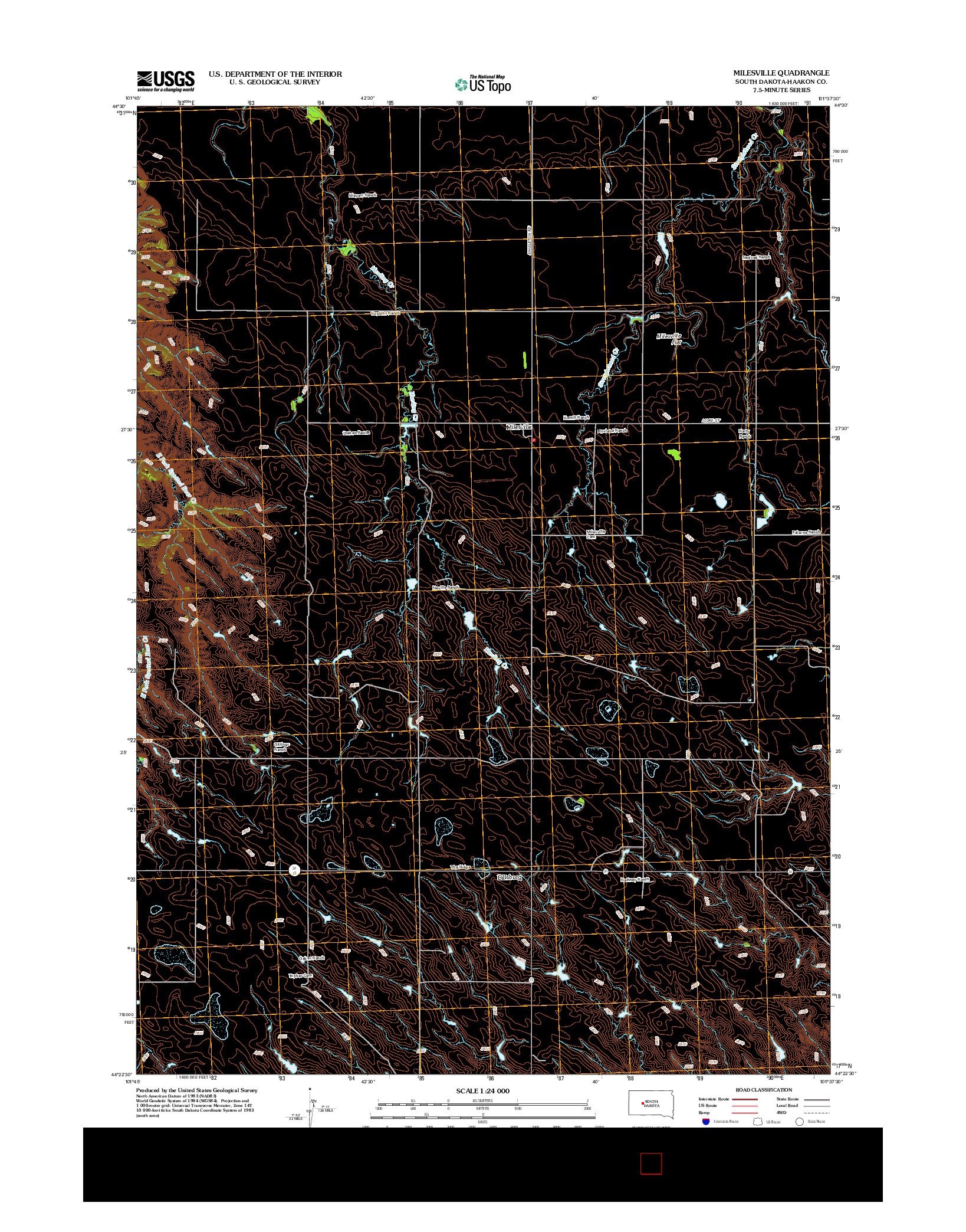 USGS US TOPO 7.5-MINUTE MAP FOR MILESVILLE, SD 2012