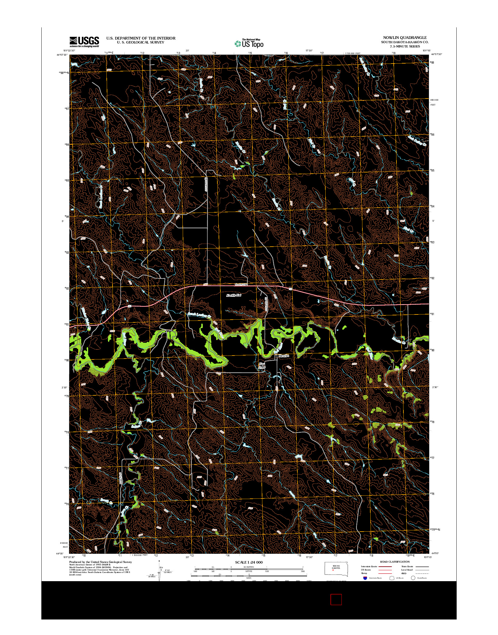 USGS US TOPO 7.5-MINUTE MAP FOR NOWLIN, SD 2012