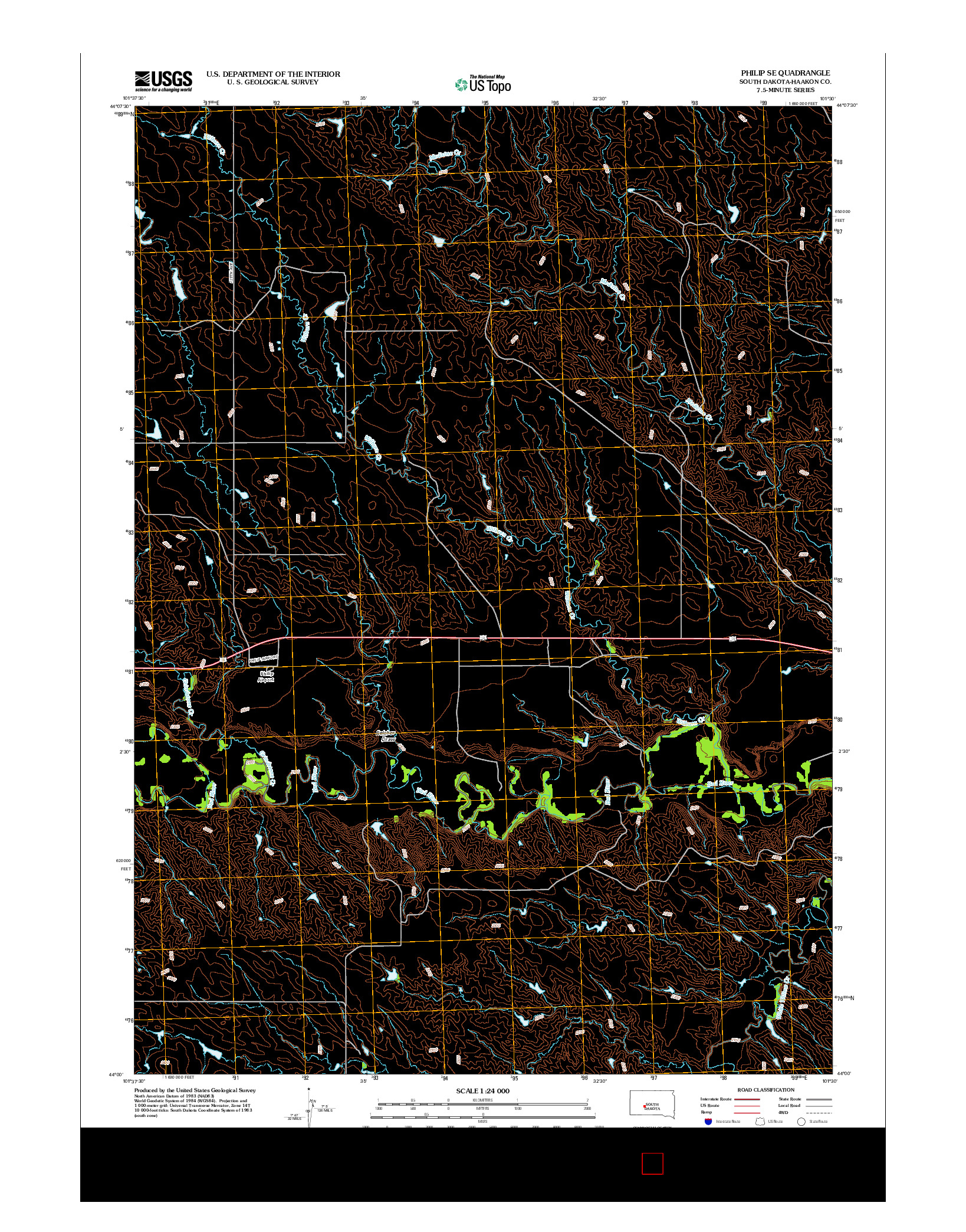 USGS US TOPO 7.5-MINUTE MAP FOR PHILIP SE, SD 2012