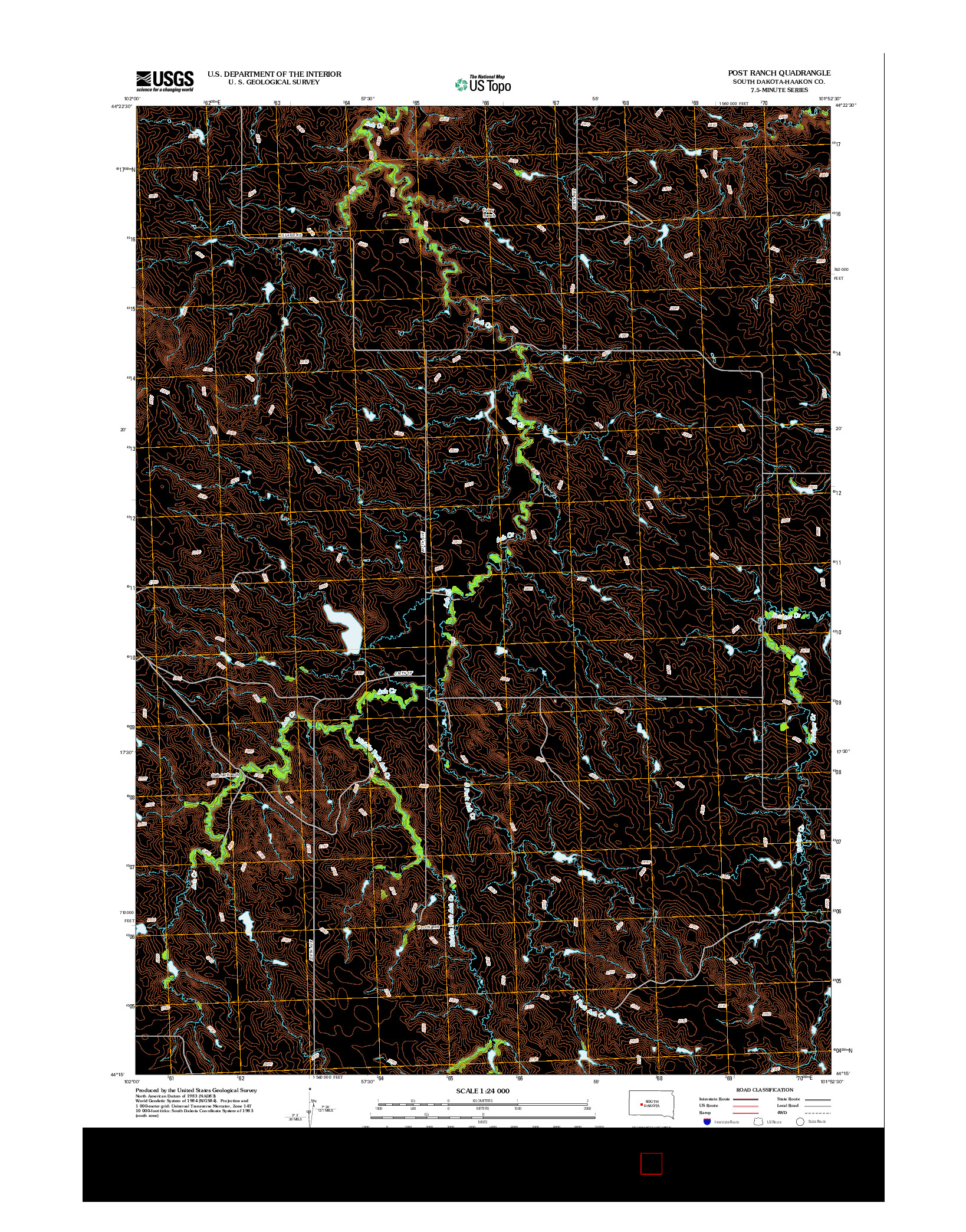 USGS US TOPO 7.5-MINUTE MAP FOR POST RANCH, SD 2012