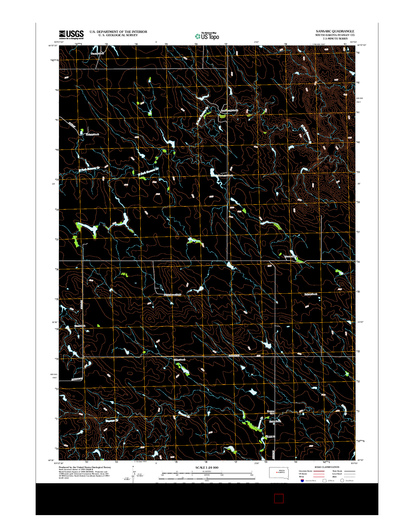 USGS US TOPO 7.5-MINUTE MAP FOR SANSARC, SD 2012