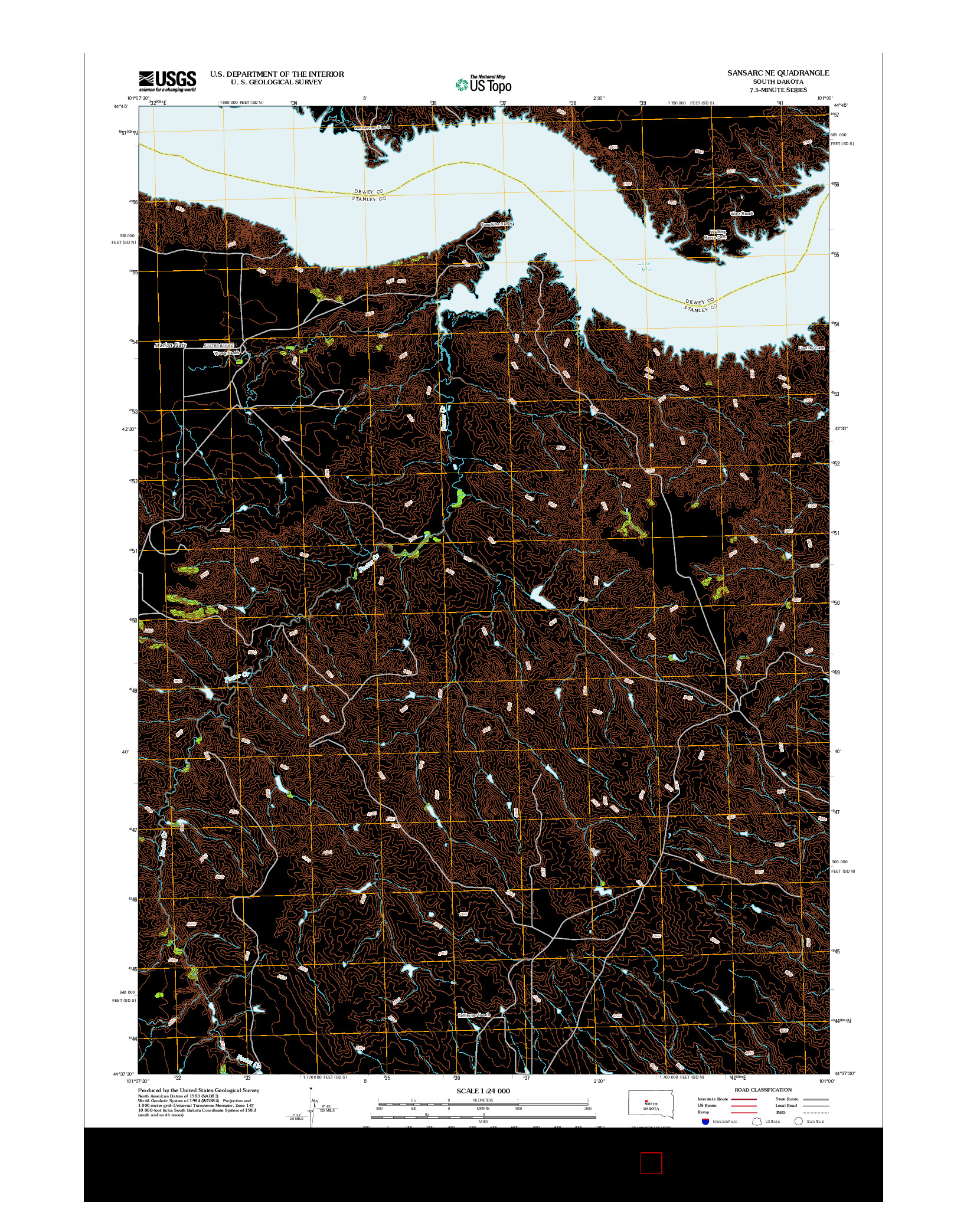 USGS US TOPO 7.5-MINUTE MAP FOR SANSARC NE, SD 2012