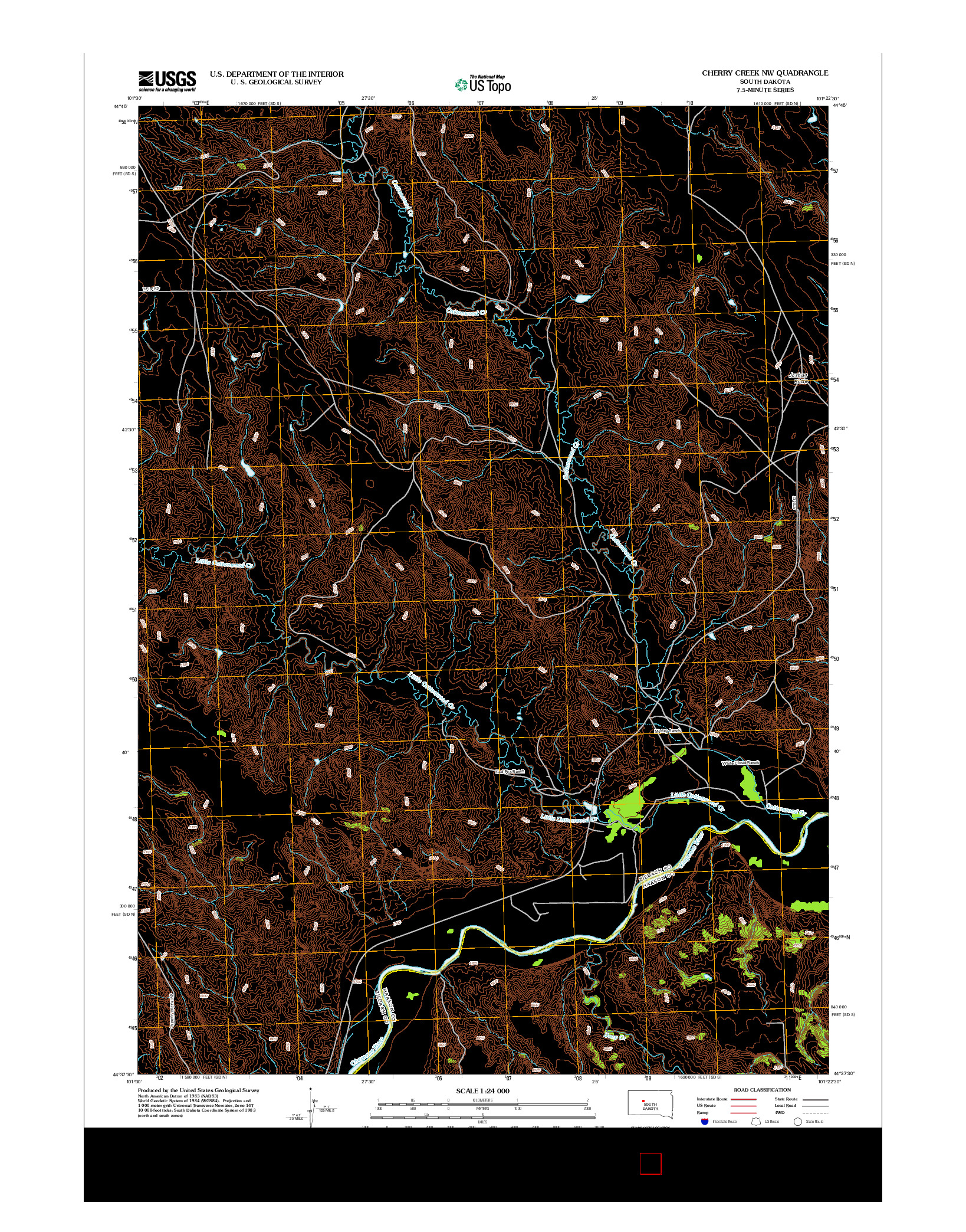 USGS US TOPO 7.5-MINUTE MAP FOR CHERRY CREEK NW, SD 2012