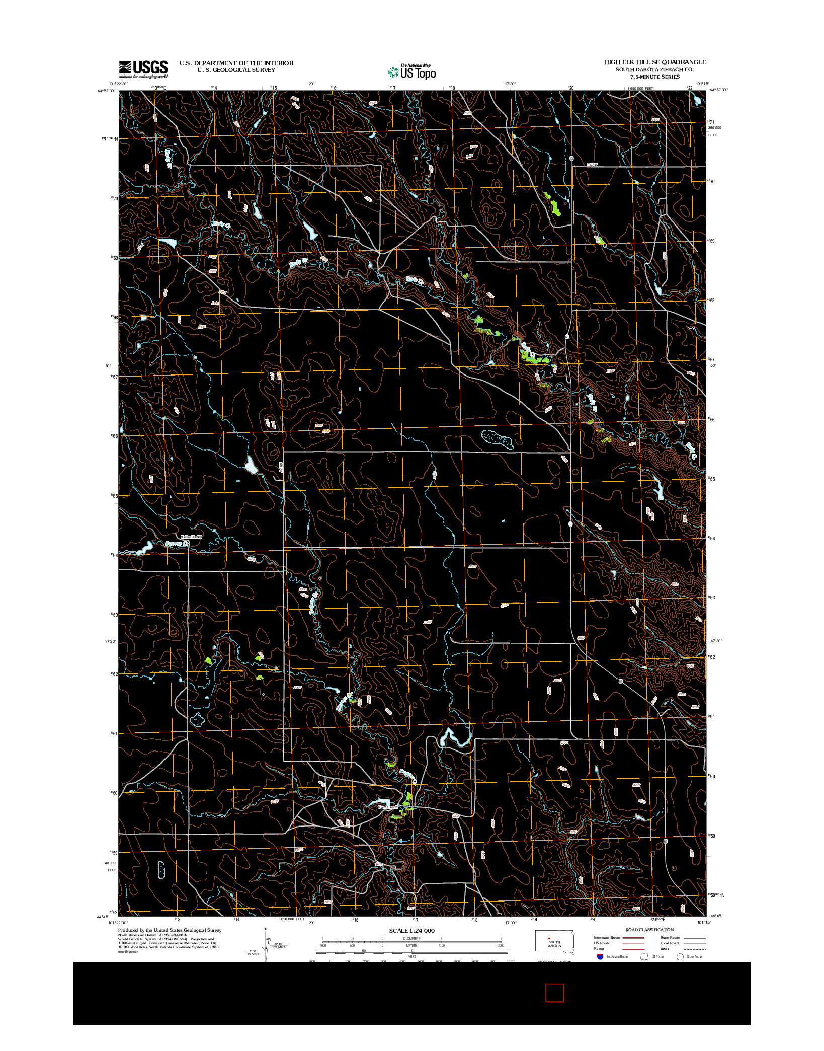 USGS US TOPO 7.5-MINUTE MAP FOR HIGH ELK HILL SE, SD 2012