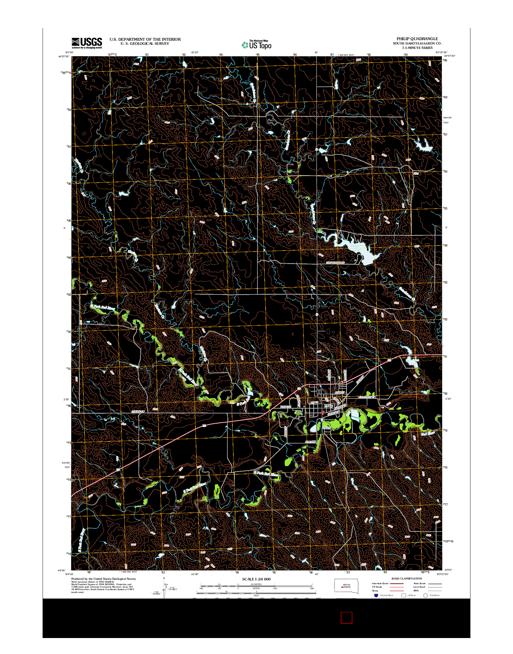 USGS US TOPO 7.5-MINUTE MAP FOR PHILIP, SD 2012