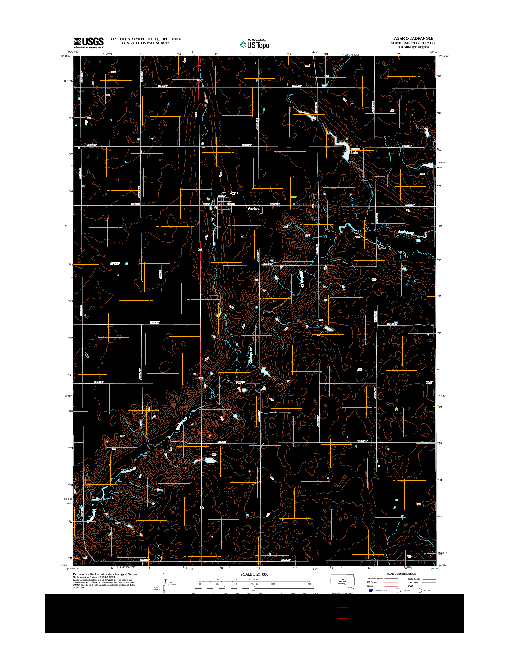 USGS US TOPO 7.5-MINUTE MAP FOR AGAR, SD 2012