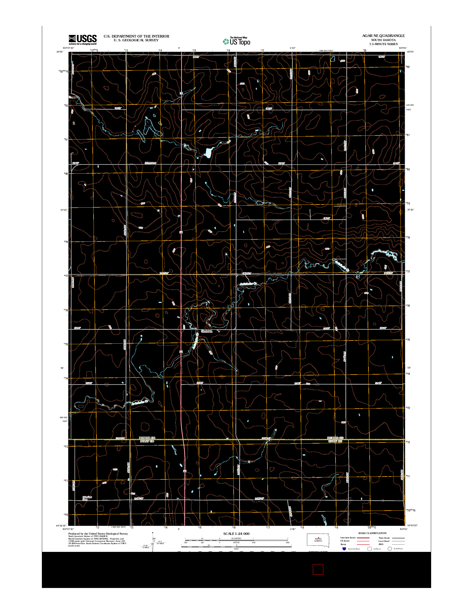 USGS US TOPO 7.5-MINUTE MAP FOR AGAR NE, SD 2012