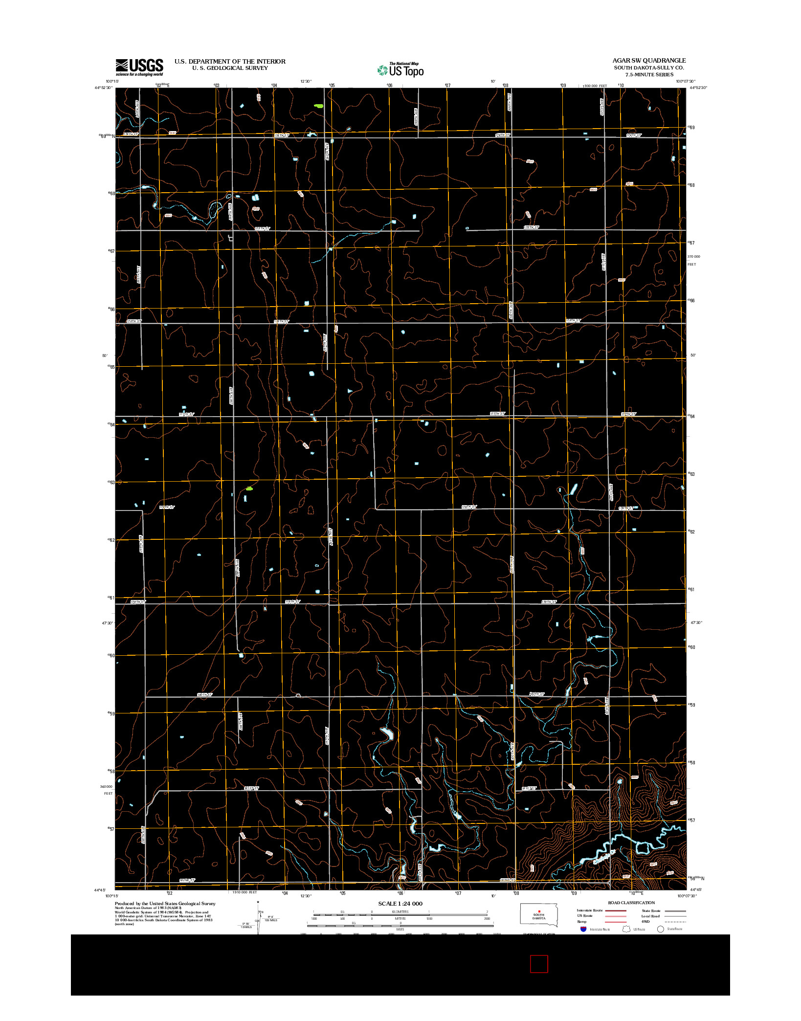 USGS US TOPO 7.5-MINUTE MAP FOR AGAR SW, SD 2012