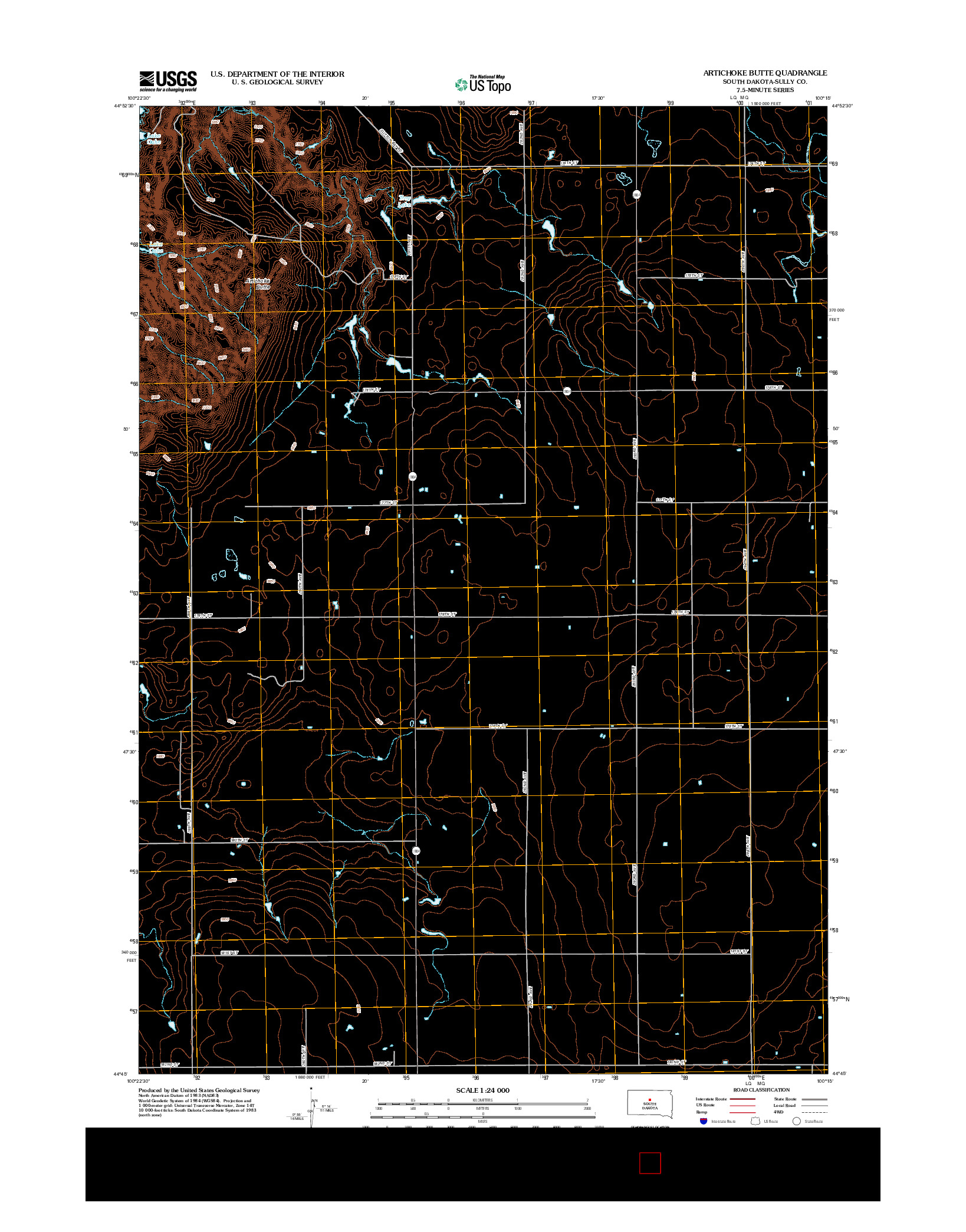 USGS US TOPO 7.5-MINUTE MAP FOR ARTICHOKE BUTTE, SD 2012