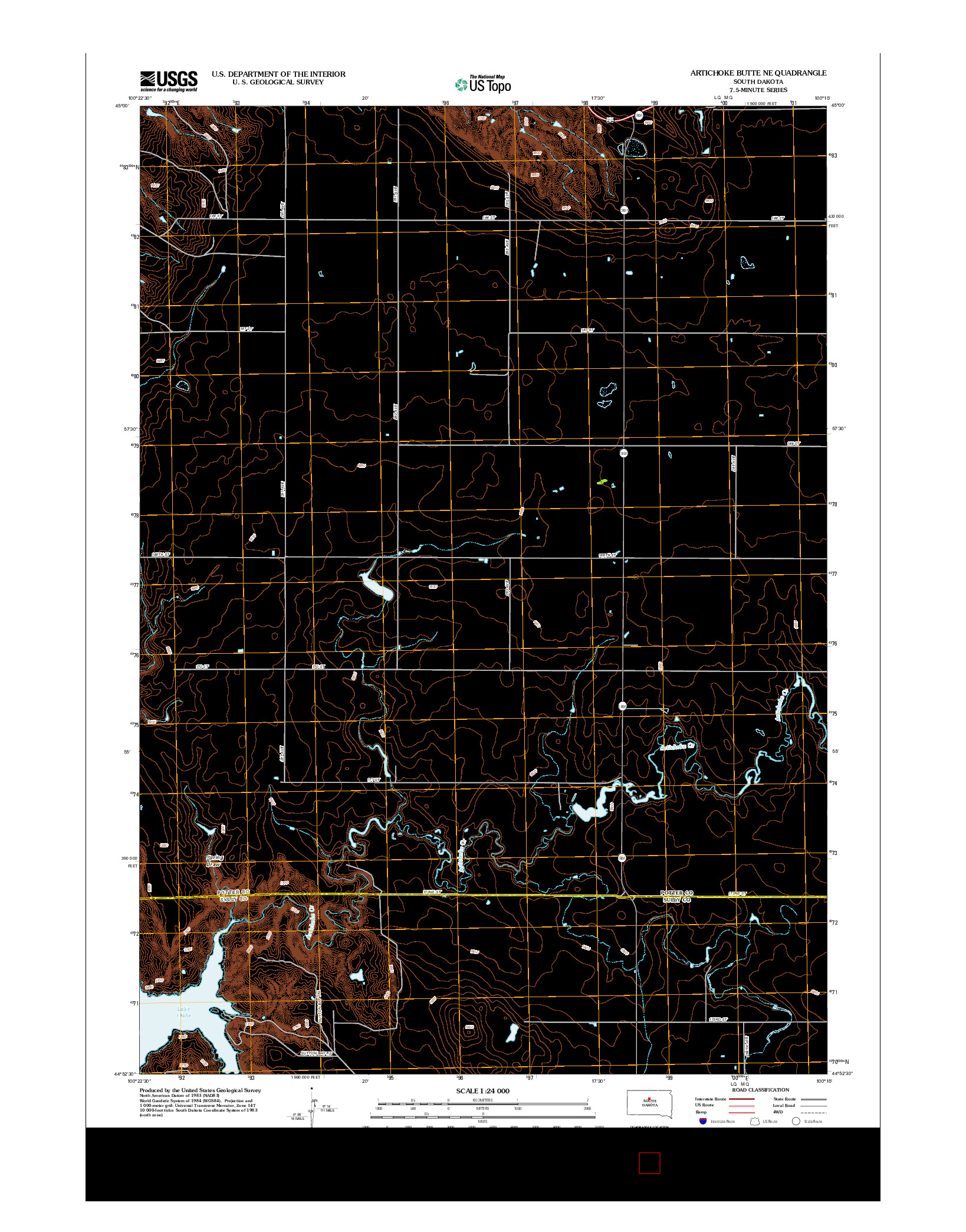 USGS US TOPO 7.5-MINUTE MAP FOR ARTICHOKE BUTTE NE, SD 2012