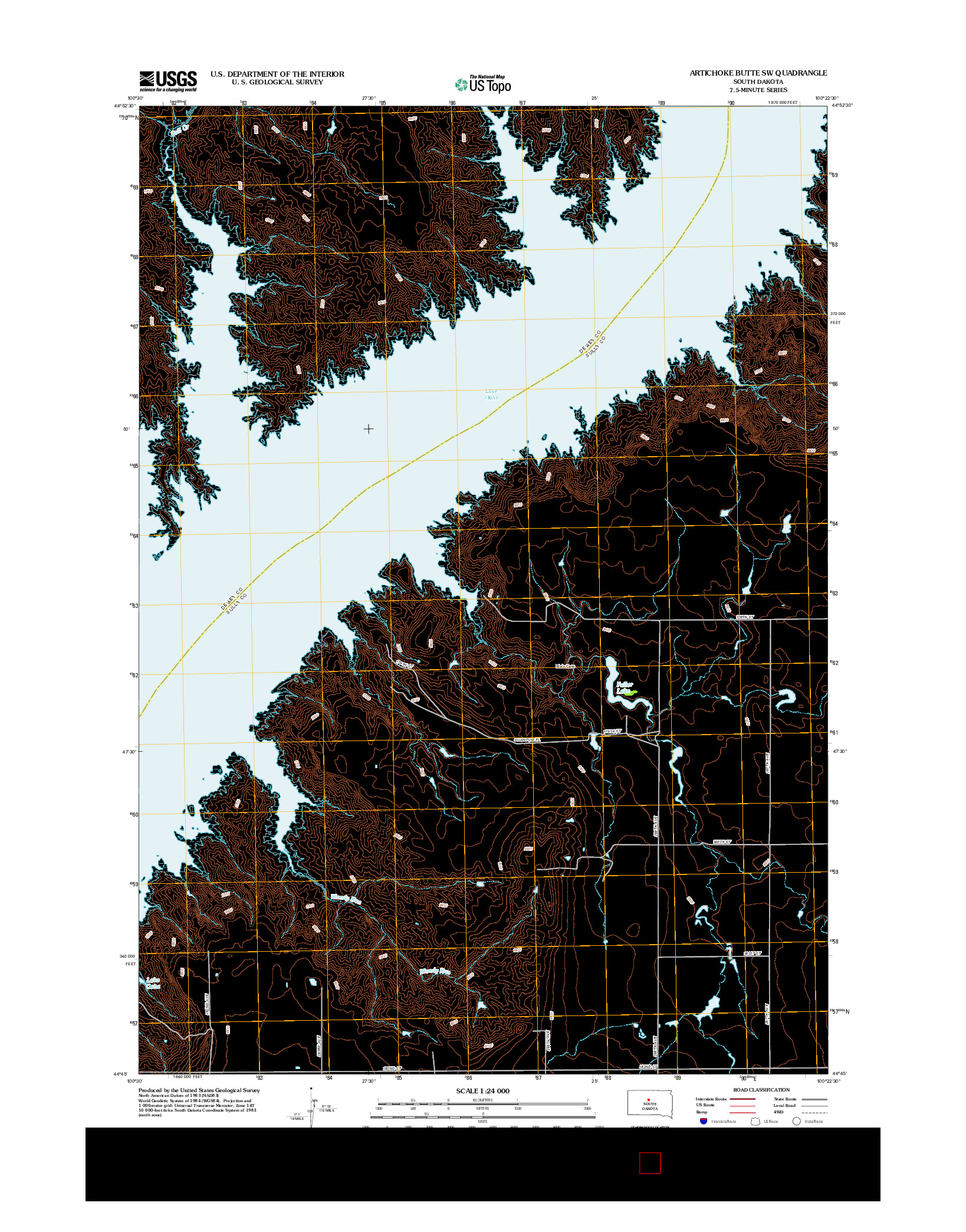 USGS US TOPO 7.5-MINUTE MAP FOR ARTICHOKE BUTTE SW, SD 2012