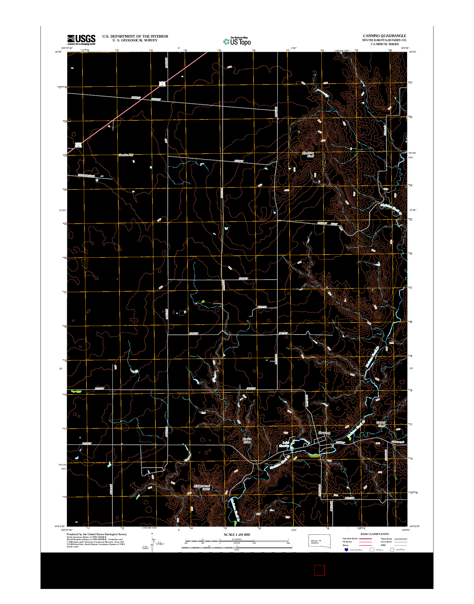 USGS US TOPO 7.5-MINUTE MAP FOR CANNING, SD 2012